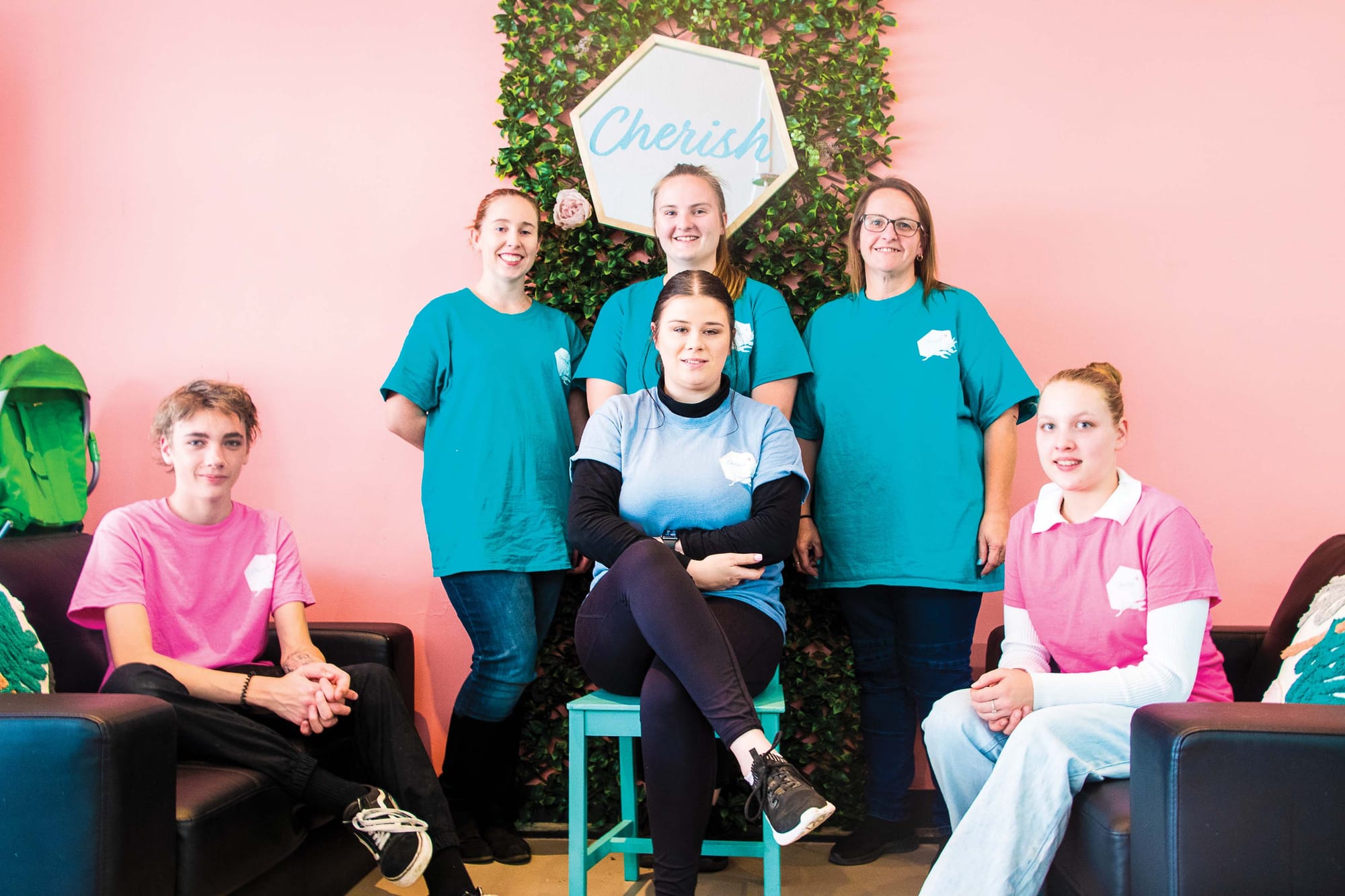 Family business... The Cherish team (from left) Titche Bowen, Donna Lee,  Tahlia Sinden (front seated), Katherine Gundry and Teriecha Bowen, are thrilled to be adding a new string to Numurkah’s food bow. 
