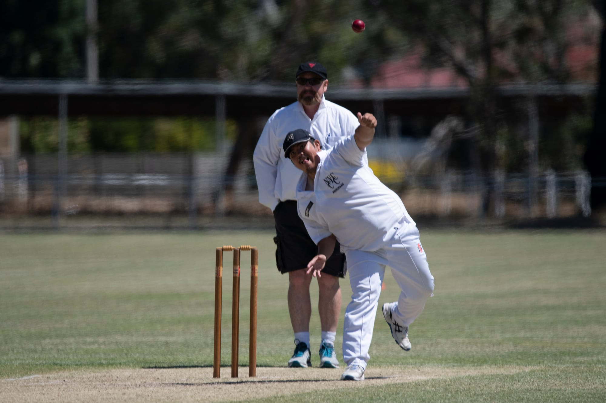 Spinning a web... Reydan Lacuin was Numurkah’s best bowler at the weekend. 