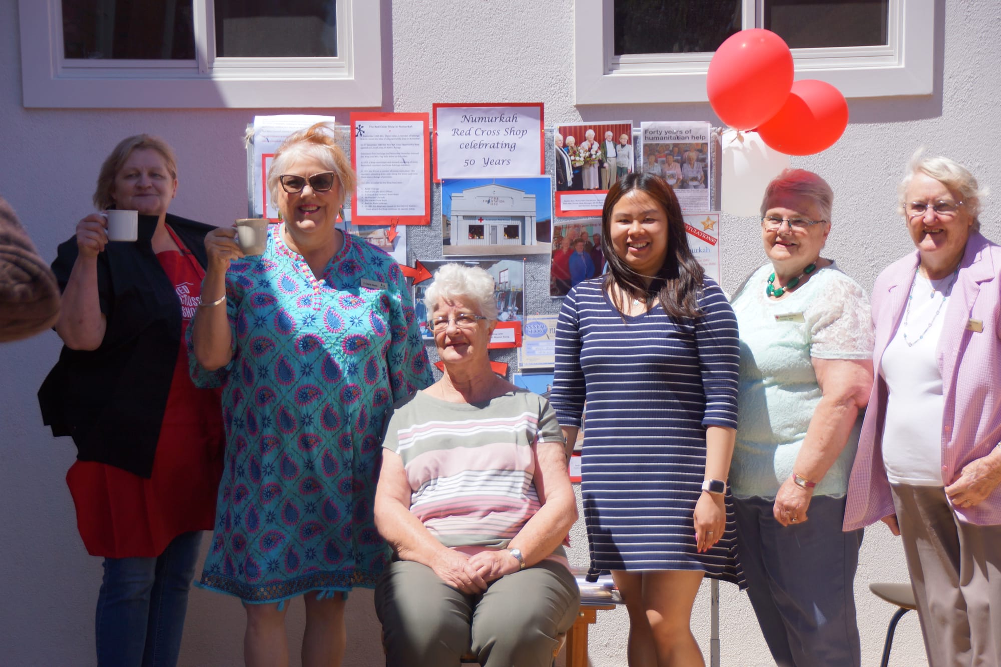 Cheers to 50 years ... Gemma Pugh, Marie Martin, Jean Muller Angela Tjong, Sandra Beer and Alison Cook were pleased to celebrate such an impressive milestone. 