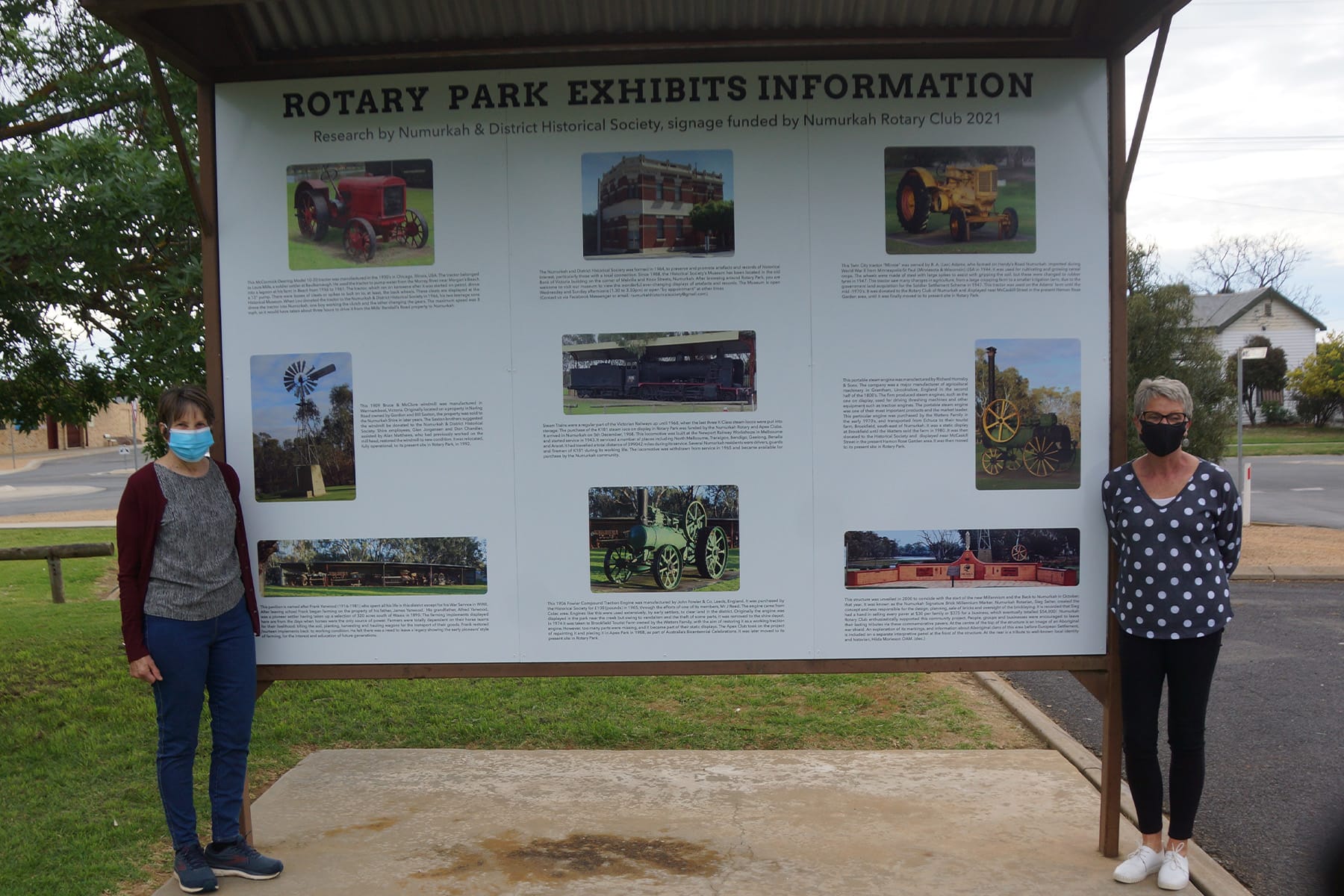 Great addition... Linda Schirmer (left) with Bernadette Steward at the newly erected sign.
