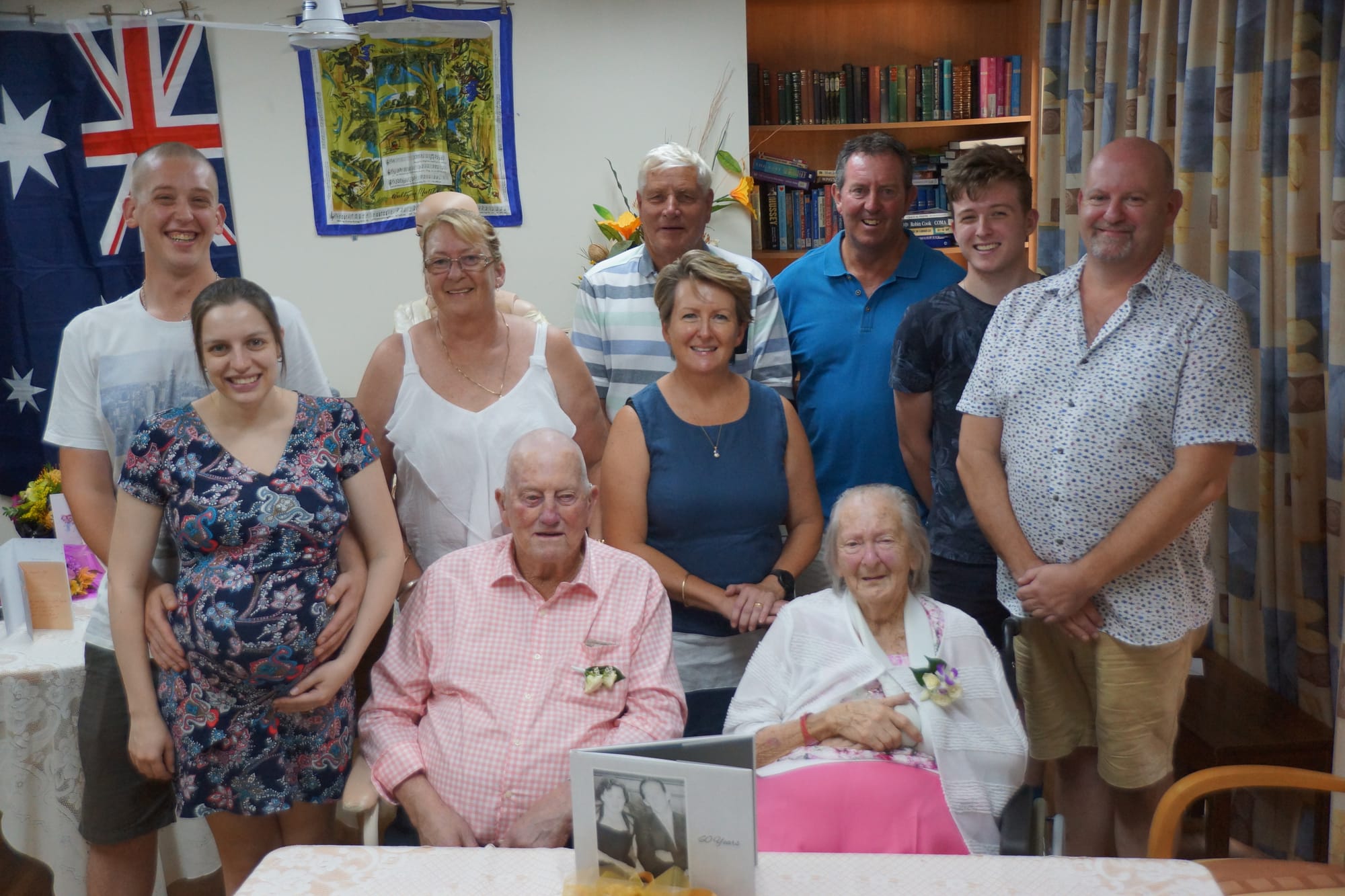 A happy family built together ... Back (from left): Michael King-Alexander, Louise Jager, Sid Jager, Bruce Fuller, Patrick Dillon. Front: Rachael King-Alexander, Bill Fuller, Tracey Dillon,  Margaret Fuller and Dean Fuller.