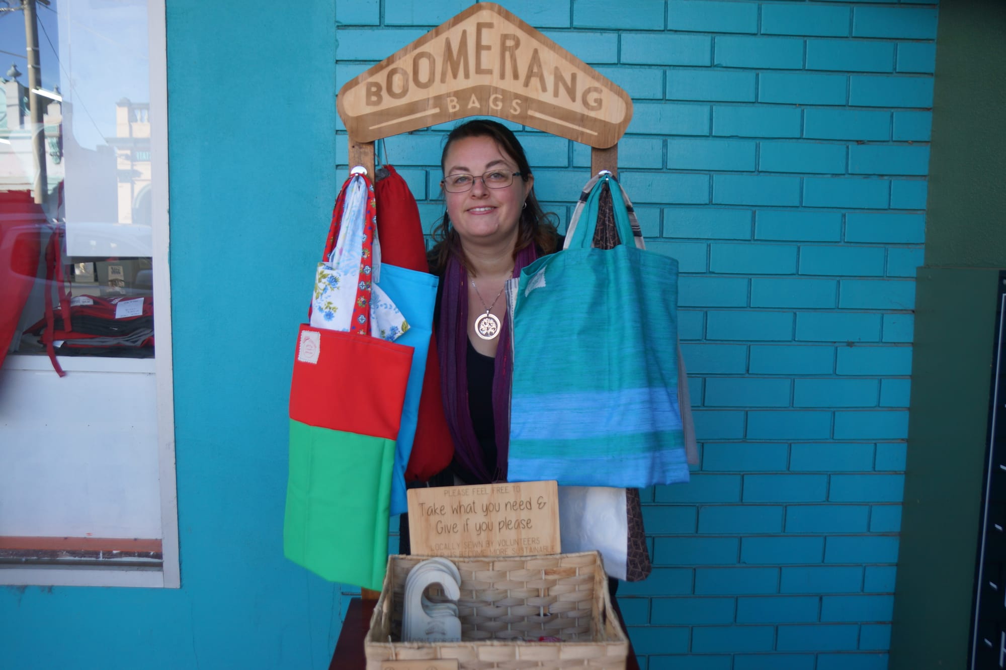 Happy to help ... Bek Happy from Boomerang Bags Numurkah is thrilled to have the bags available to all on Melville Street.