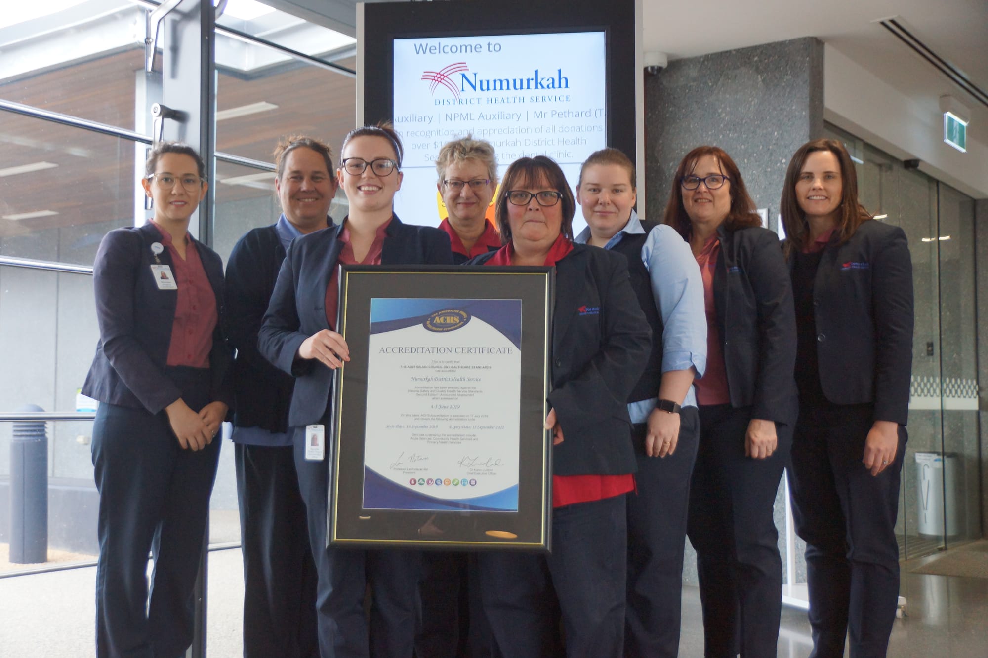 Back (from left): Sheridan Davies, Nicole Anstis, Jenny Bickerdike, Nikki Kerry-Opie, Wendy Ross and Sarah Finlayson. Front: Danielle Beekman and Ali Beatson.