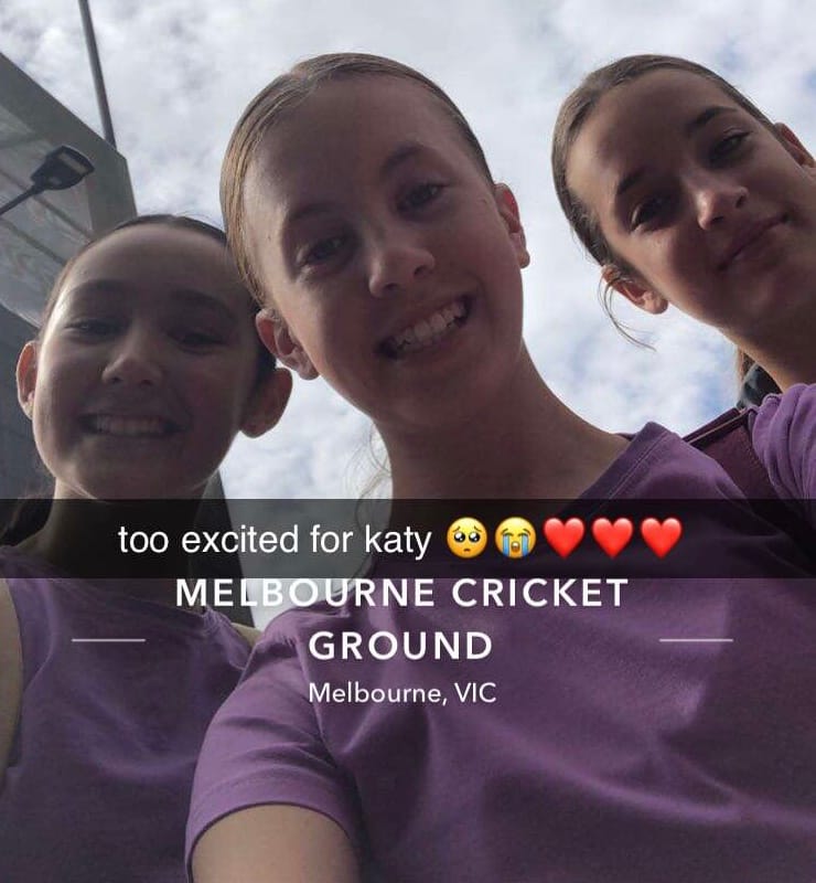 So excited ... Charlize (right) with fellow dancers Angela Baxter and Mia Elliott expressing their excitement online. 