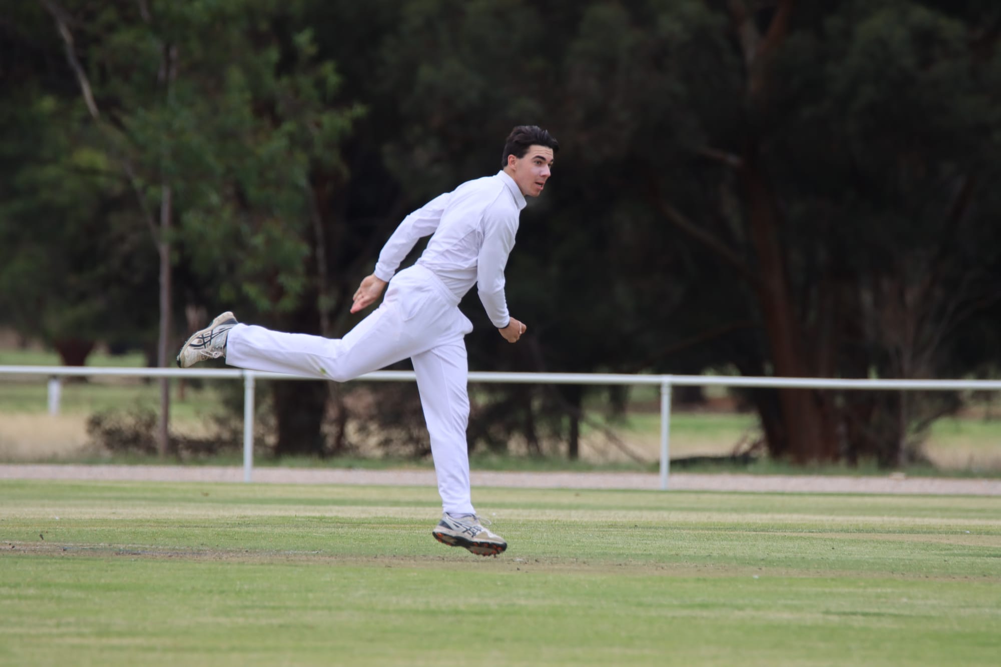 Fast Bowling … Dylan Cox in action on Saturday.