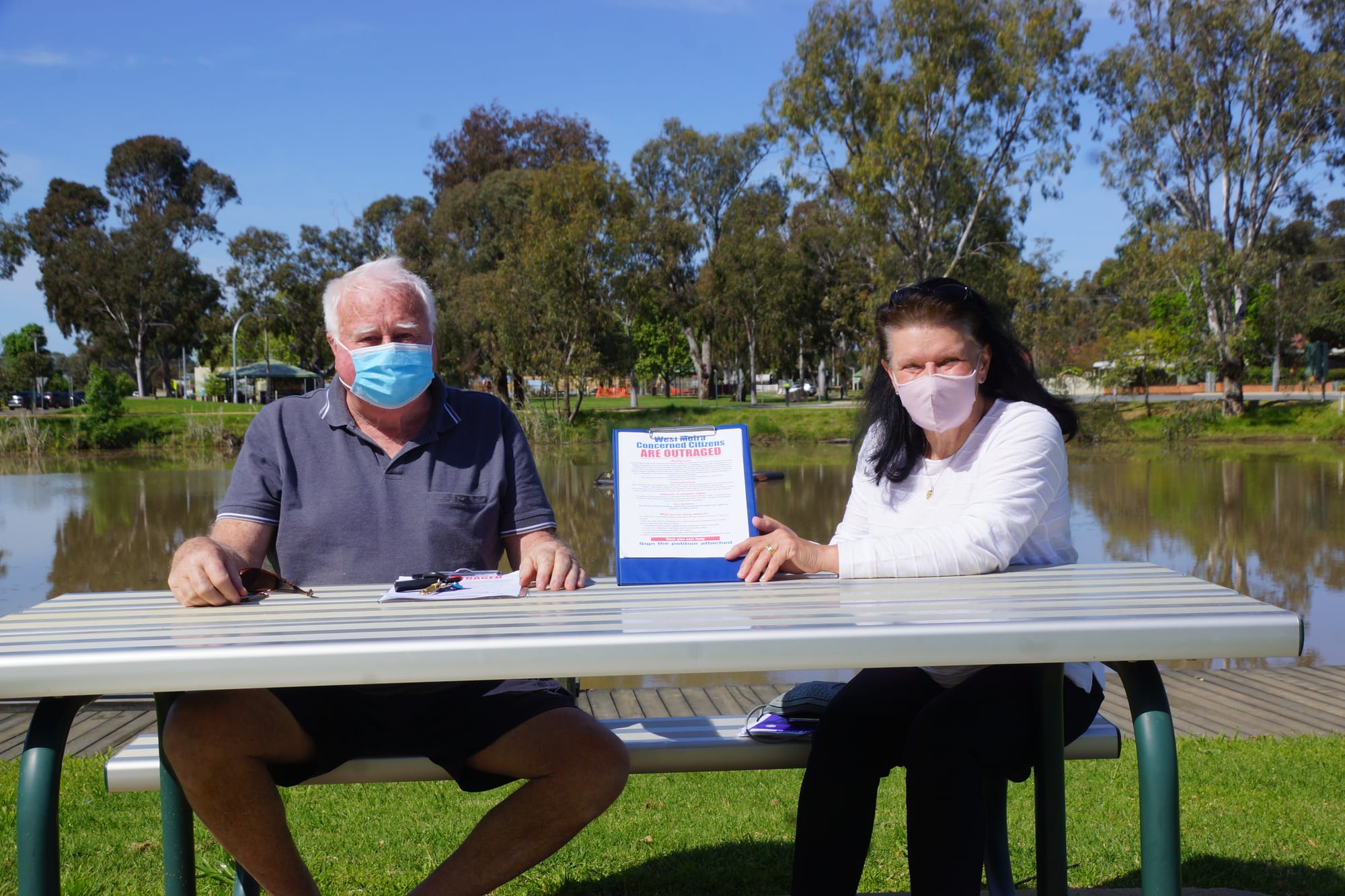 Not taking it lying down... West Moira Concerned Citizens Committee president John Blackman and secretary Kerry Cursons are encouraging anybody who is unhappy with Moira Shire’s actions to sign the petition. 
