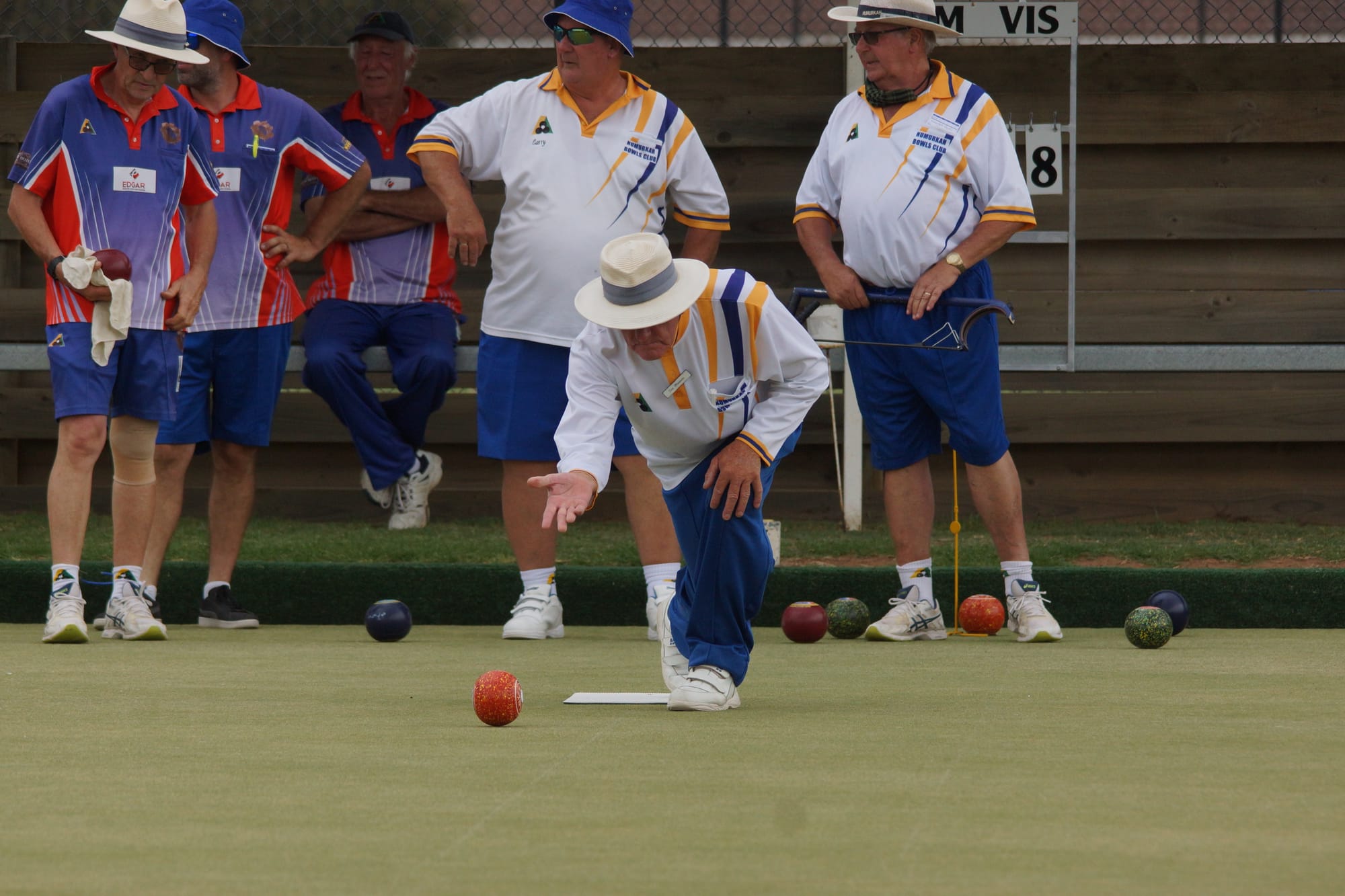 Focus fellas, please ... Gary Roulston and Rod Seen found something else more interesting than this Don Staggard bowl during their division one clash with Strathmerton on Saturday.
