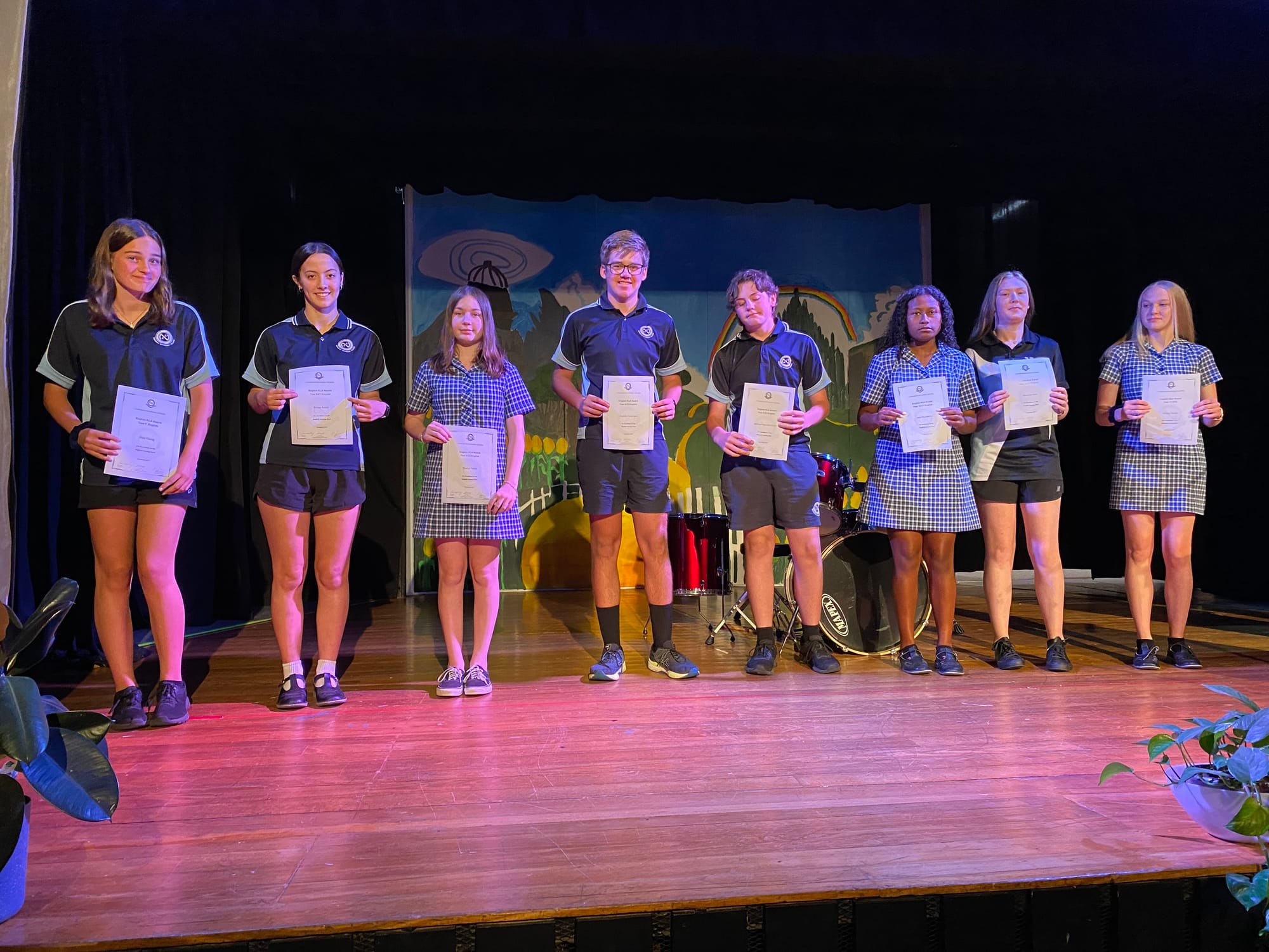 English whizzes... Skye Young, Renae Russo, Charlie Payne, Bayden Parkinson, Michael Van Der Goor, Michelle Rore, Emily Codiga, and Felicity Tickell won their year level English awards.