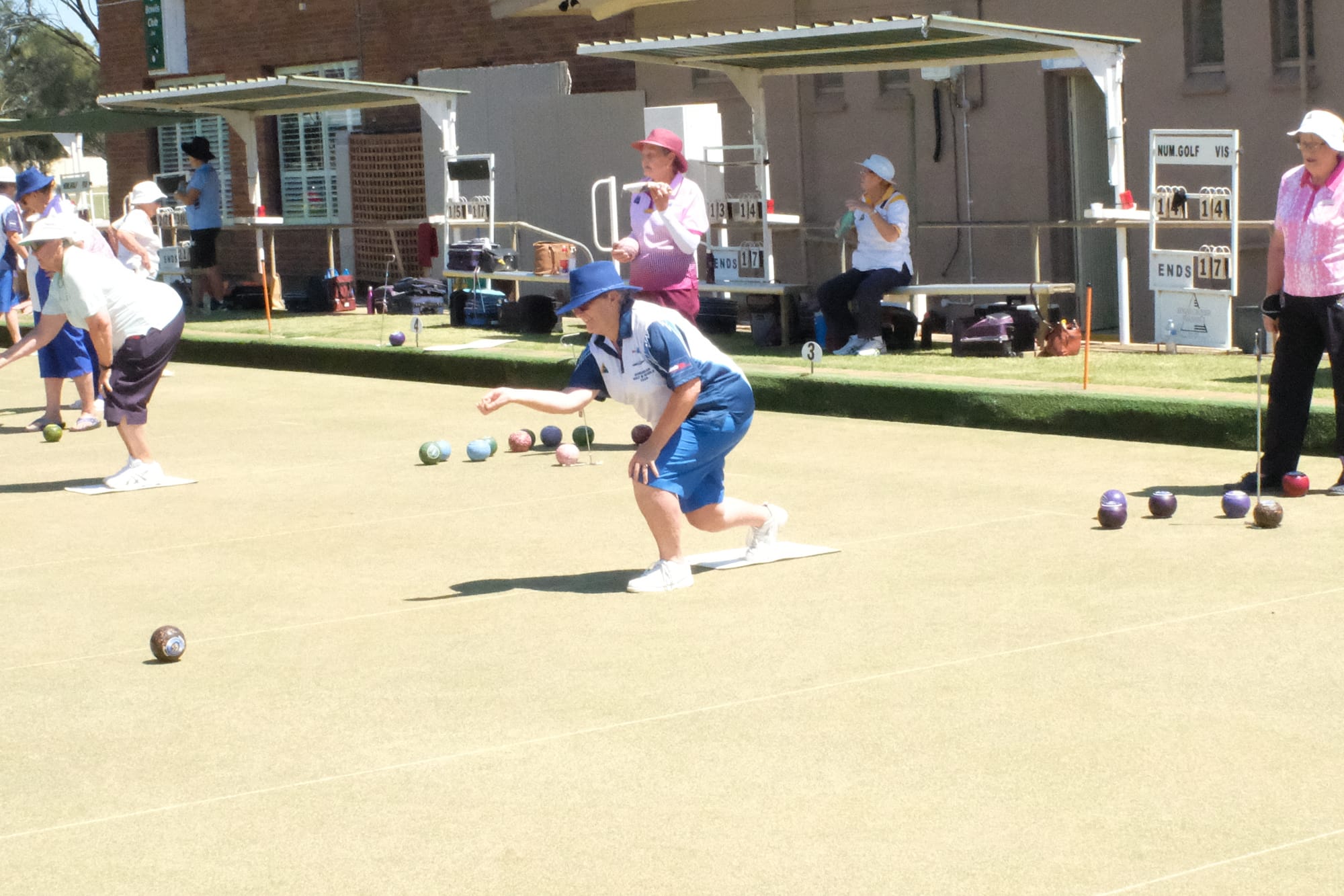 Great shot ... Lorraine Milner puts a bowl close to the kitty during last Wednesday’s trade day at Numurkah Golf.