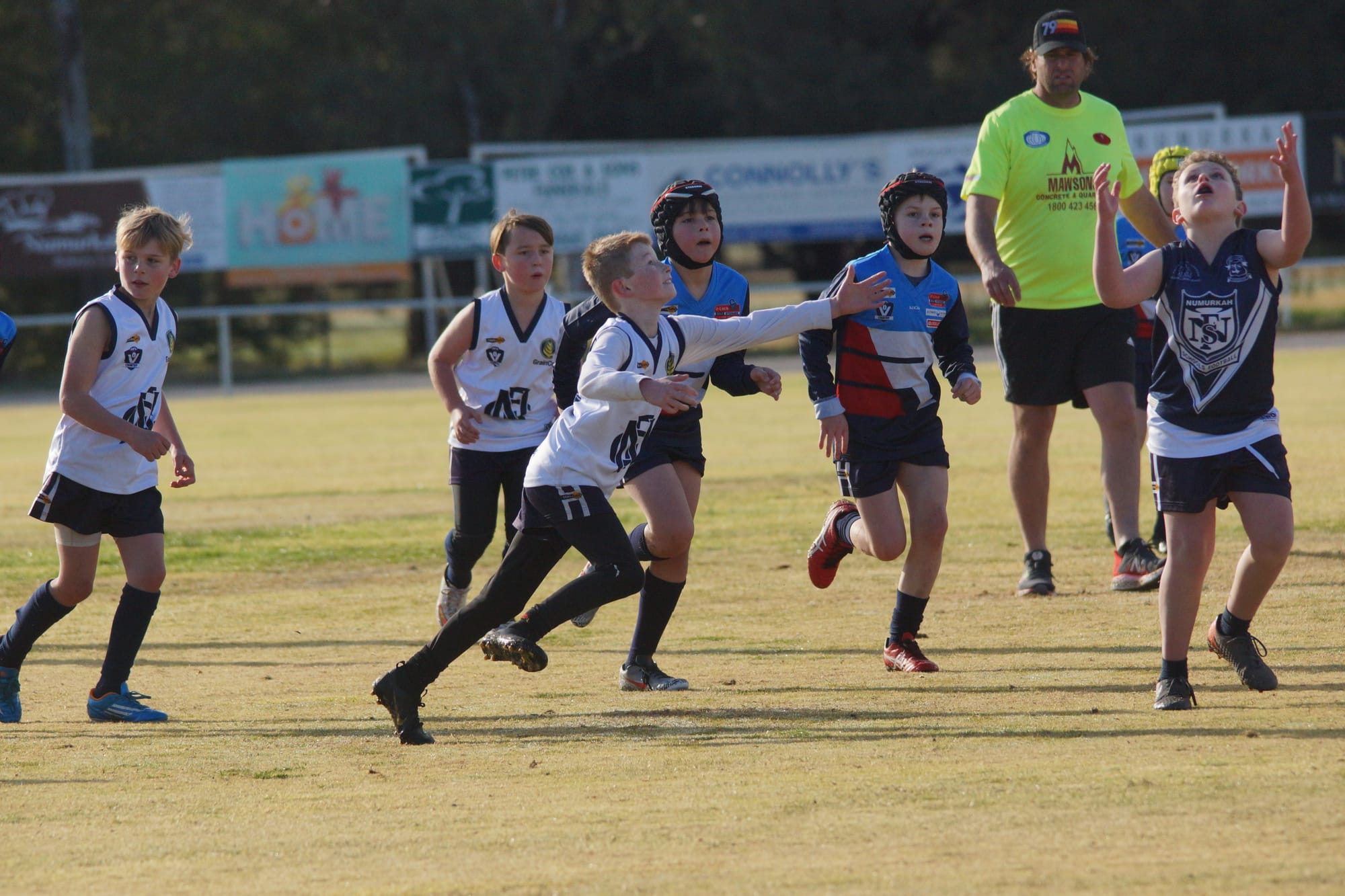 All eyes on the ball ... Tanner McKellar makes sure he gets this one.
