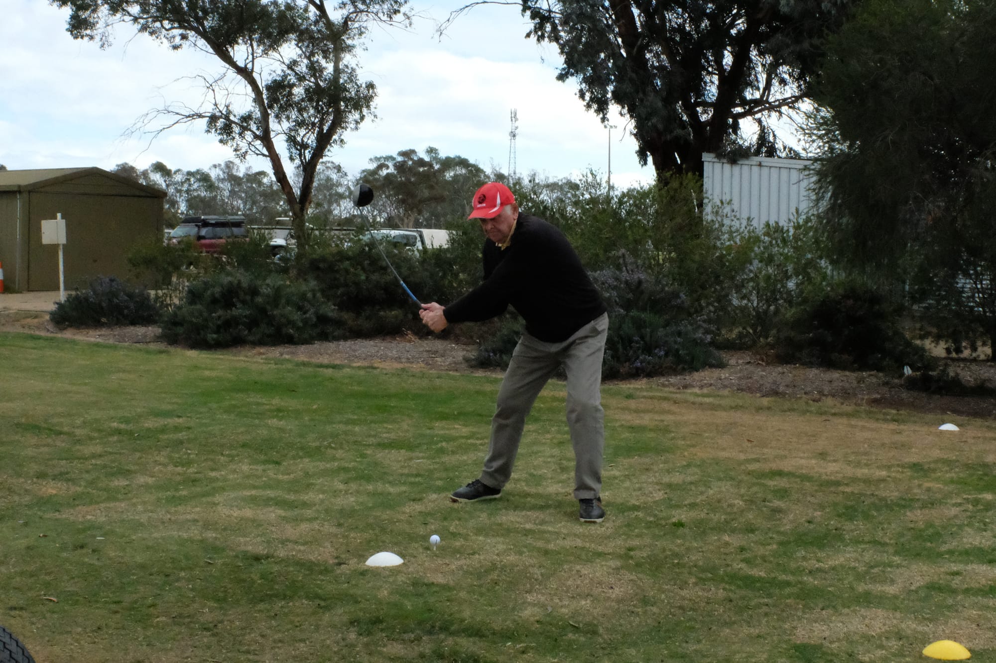 Out of the wind ... Hugh Gunn’s low borers worked well in Saturday’s windy conditions.