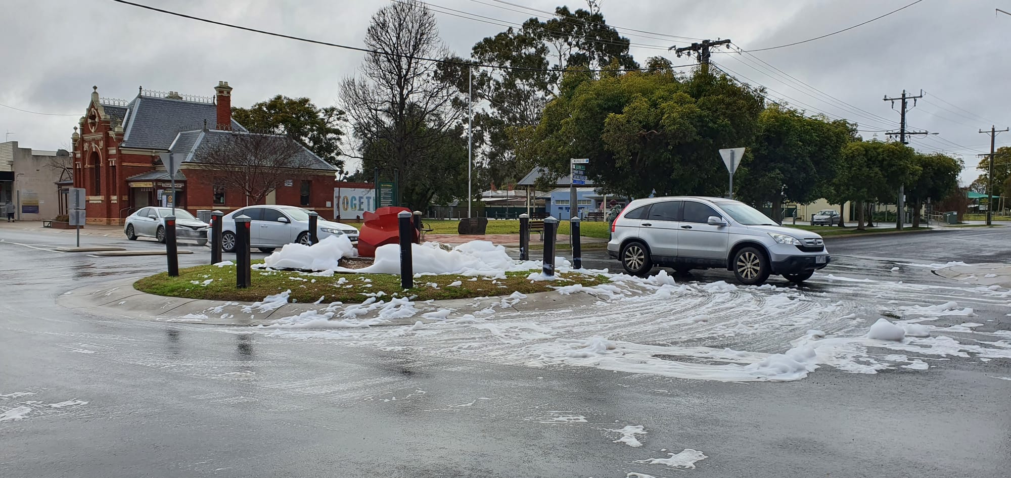 Clean bitumen... Fortunately, the bubbles didn’t seem to make the road slippery, but they did leave it nice and clean.