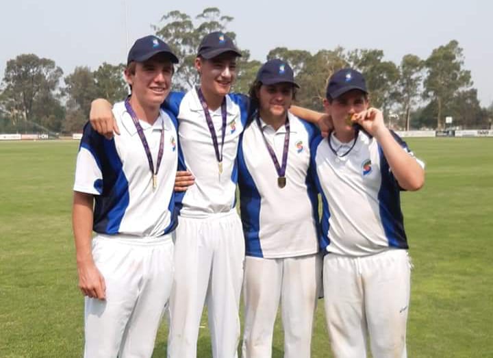 Under 16s … Bailey Smith, Hunter Verhoeven, Dustan Ebborn and Callum Morris with their winning medallions.