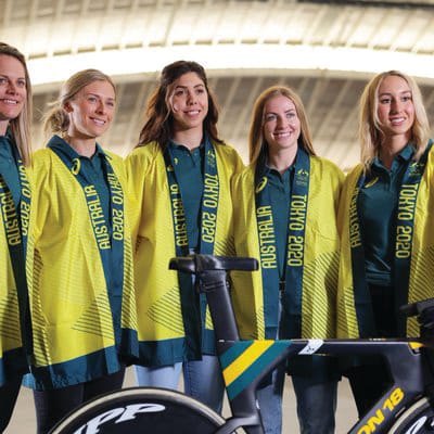 Best of the best ... Alexandra Manly (second from the right) at the Olympics games with her  cycling pursuit team. 
