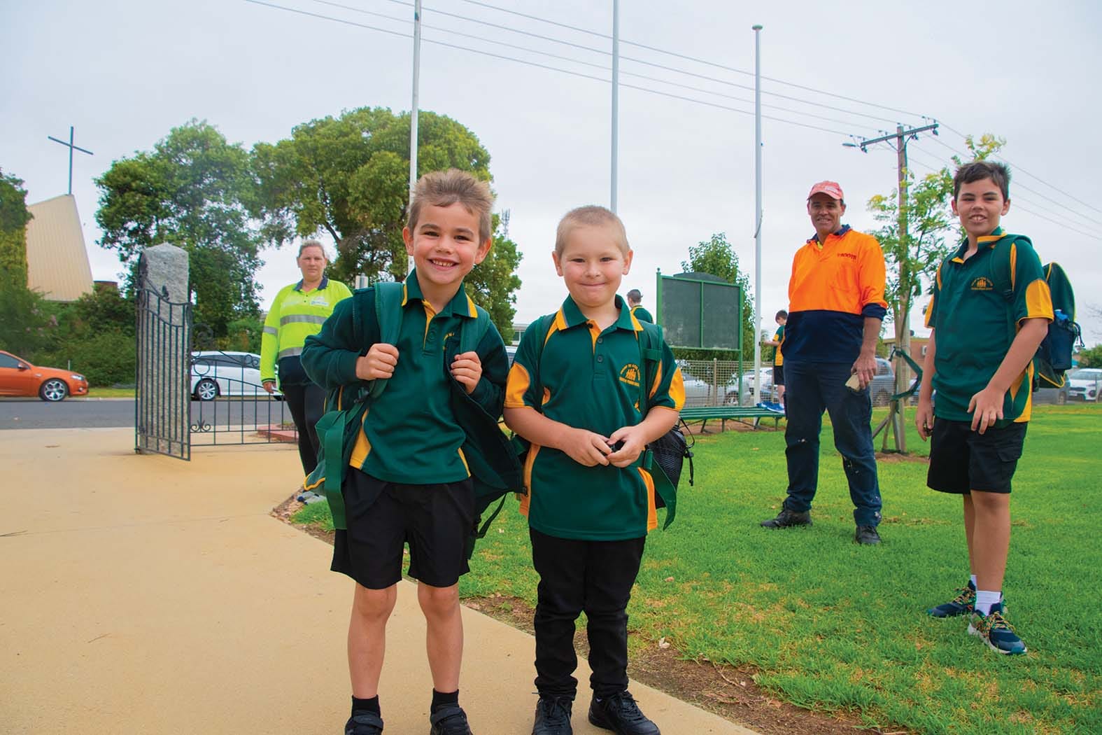 Big day ... Liham Stonehouse and Connor Bentley were together for their first day of prep. 
