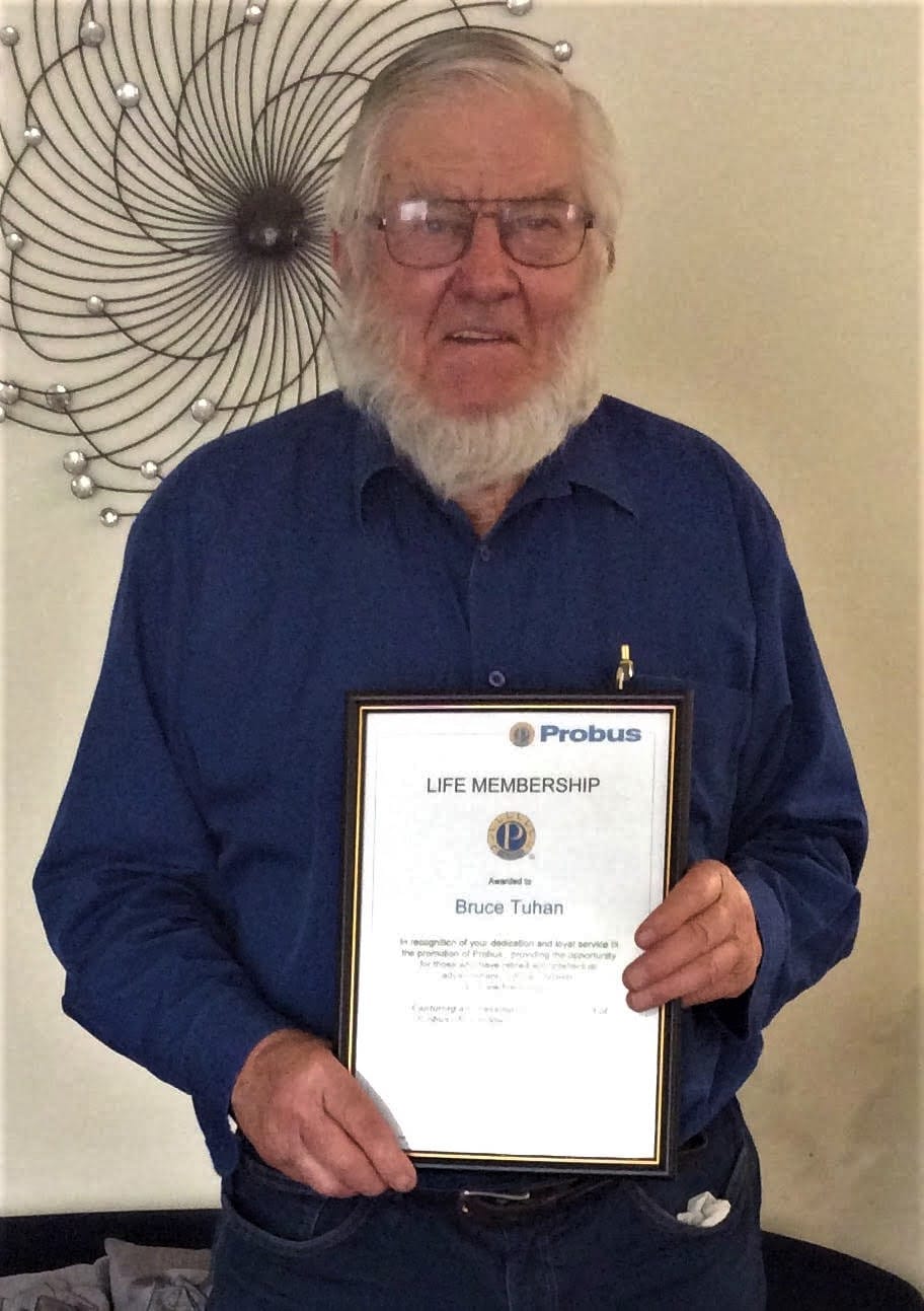Life member ... Bruce Tuhan has become the fourth life member of the Combined Probus Club of Numurkah.