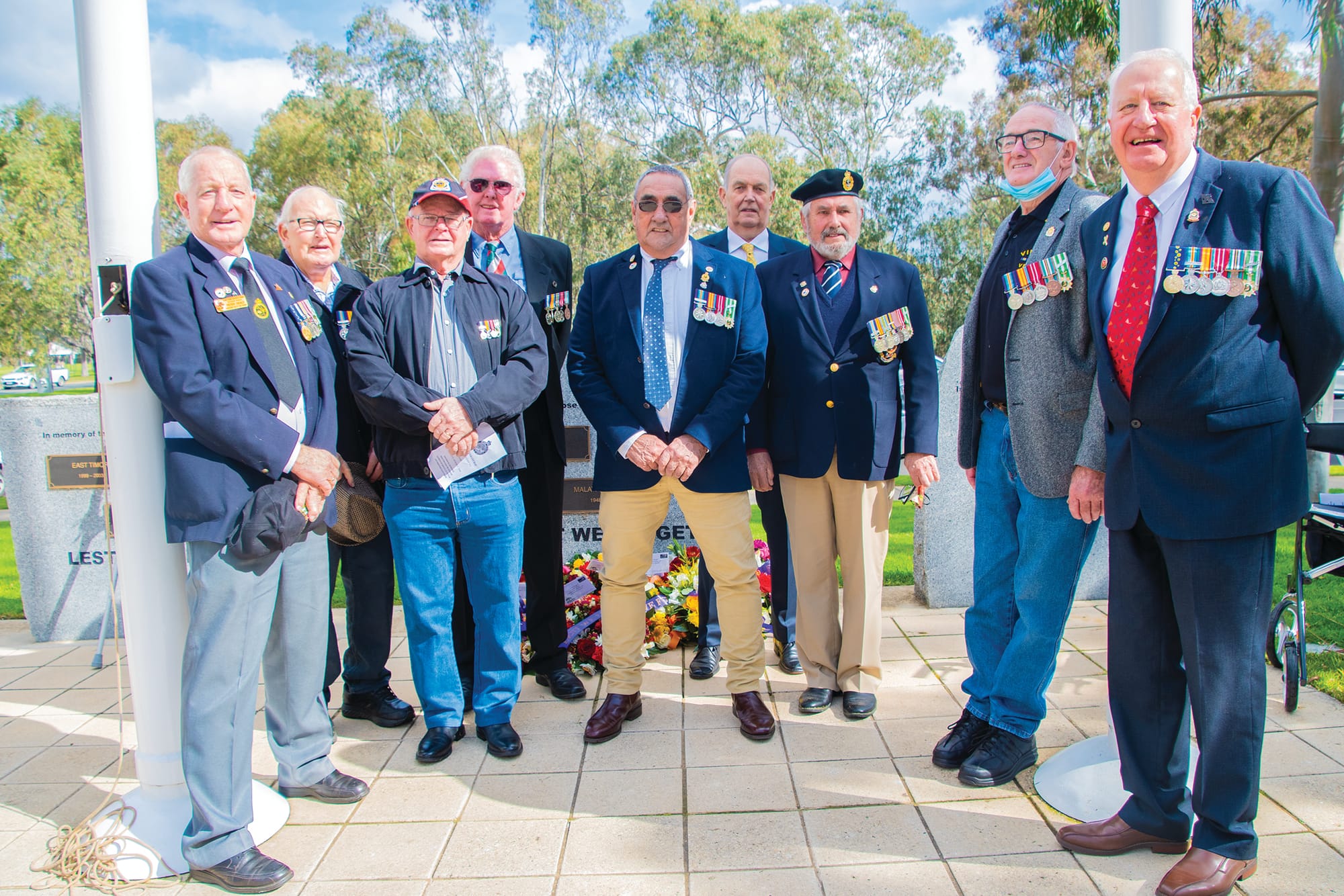 Local vets ... Numurkah local Vietnam veterans (from left): Peter Dealy, Greg Monk, Barry Mathews, Colin Hicks, Brent Roberts, Stan Whitford, Jeff Stanyer, Kevin Heenan, Rob Brown.
