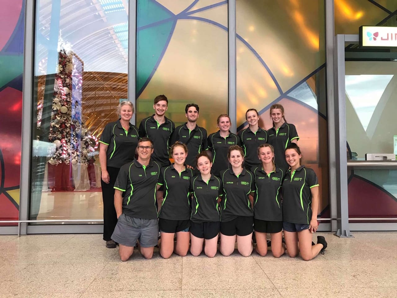 Alternative schoolies ... (Back from left): Deb Doyle, Harrison Jenner, Huon Kelly, Rosie Arnel, Sophie Morris and Georgia Walpole. Front: Tim Bailey, Indi Addlem, Olivia Friswell, Marlee Ingamells, Hayley Thorne and Holly Scott. 