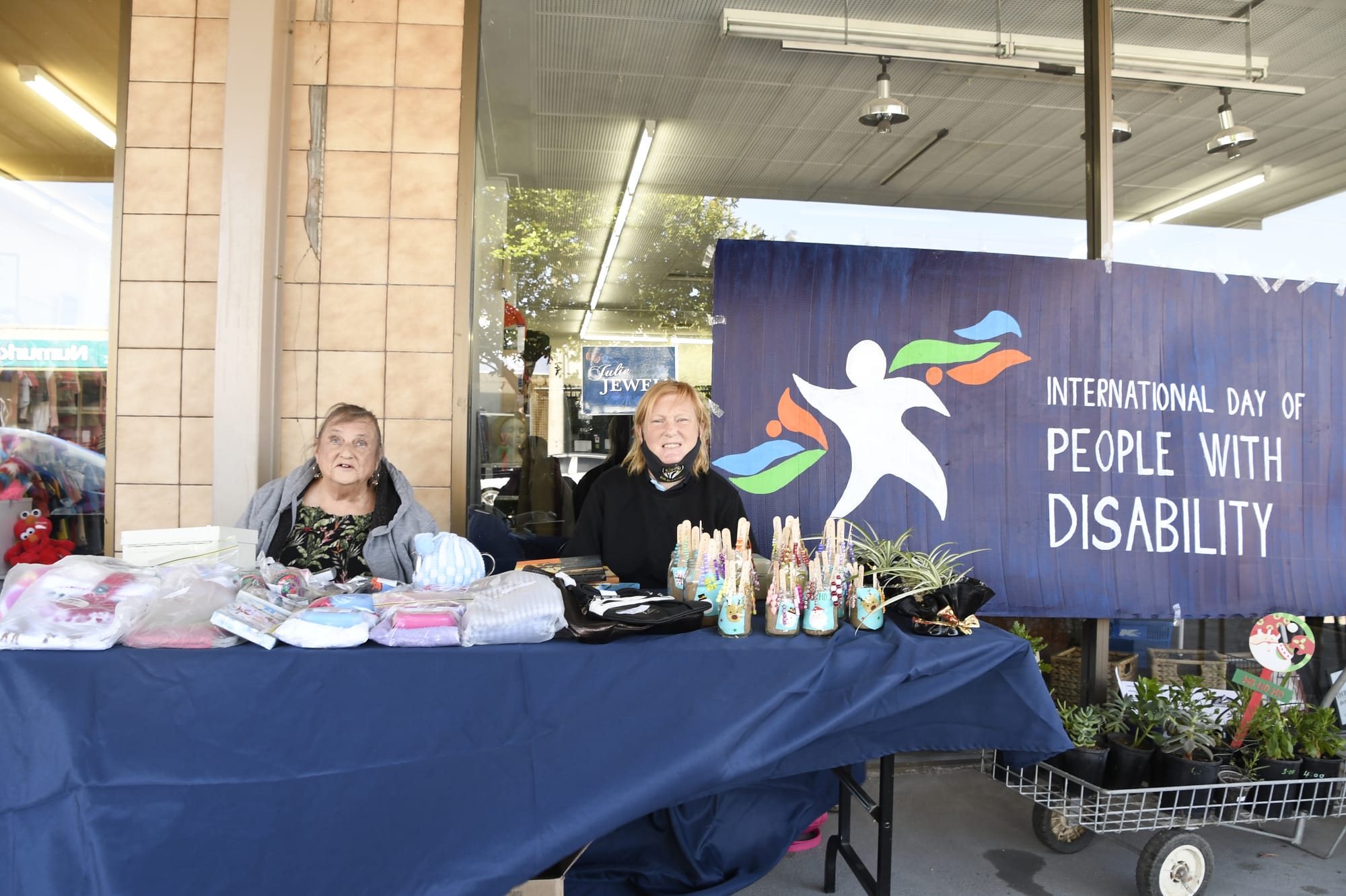 Happy to be out ... Julie and Dianne had a great day selling homemade jewellery and handy accessories.