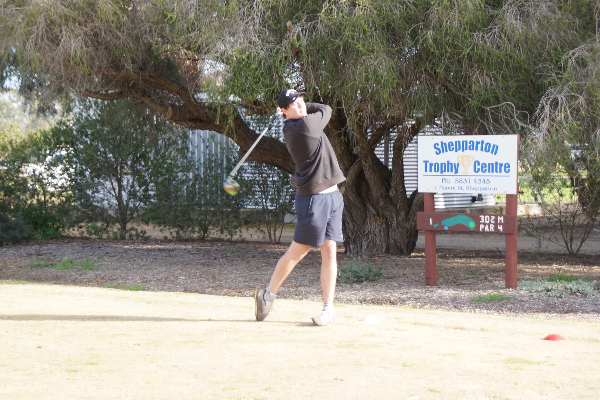 Top of the tree ... Numurkah YCCC fast bowler Matt Cline traded in the cherry for the clubs to win A-grade last Thursday. 
