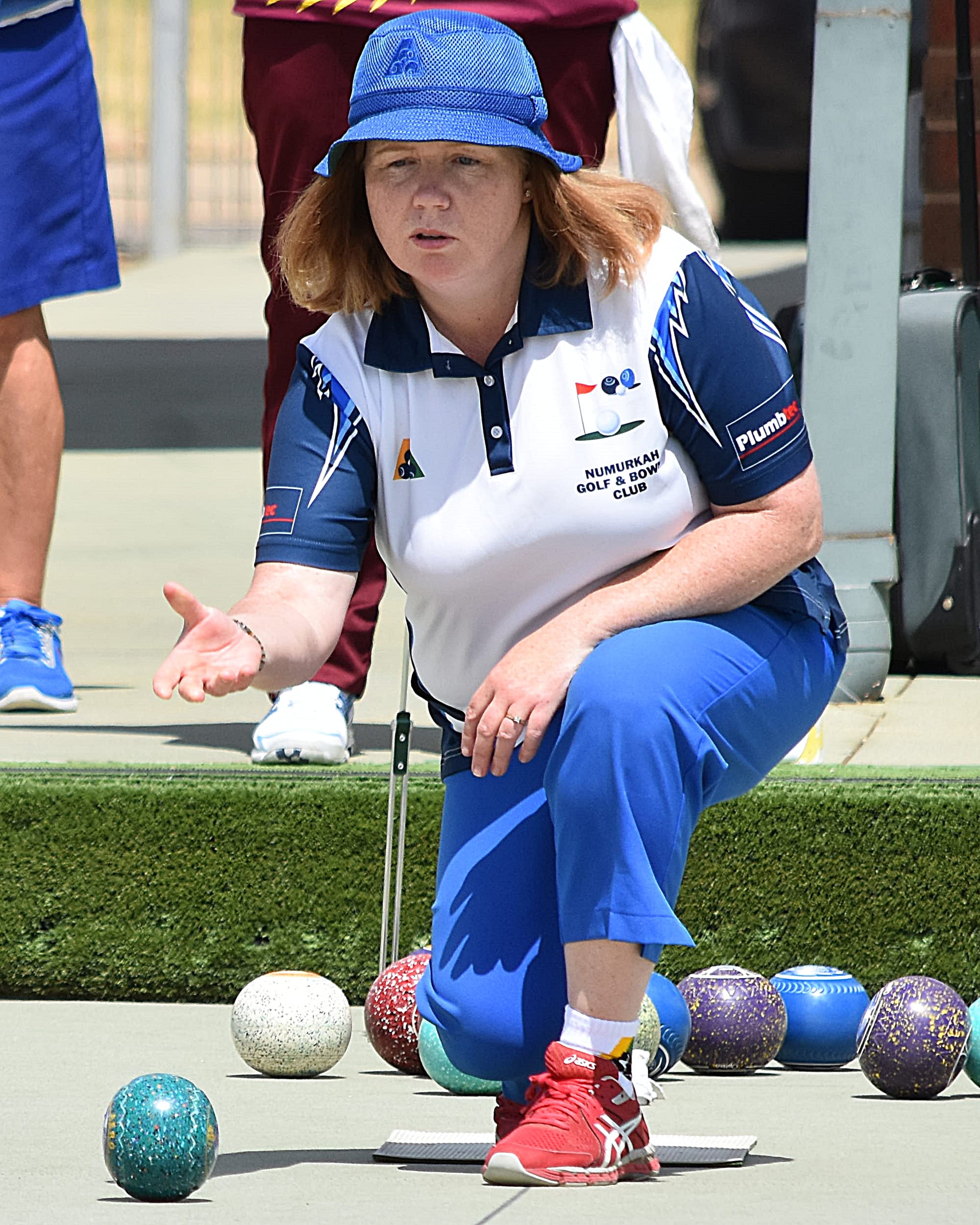 Smooth delivery ... Katrina Glover sends down a bowl at Barooga last Friday. 