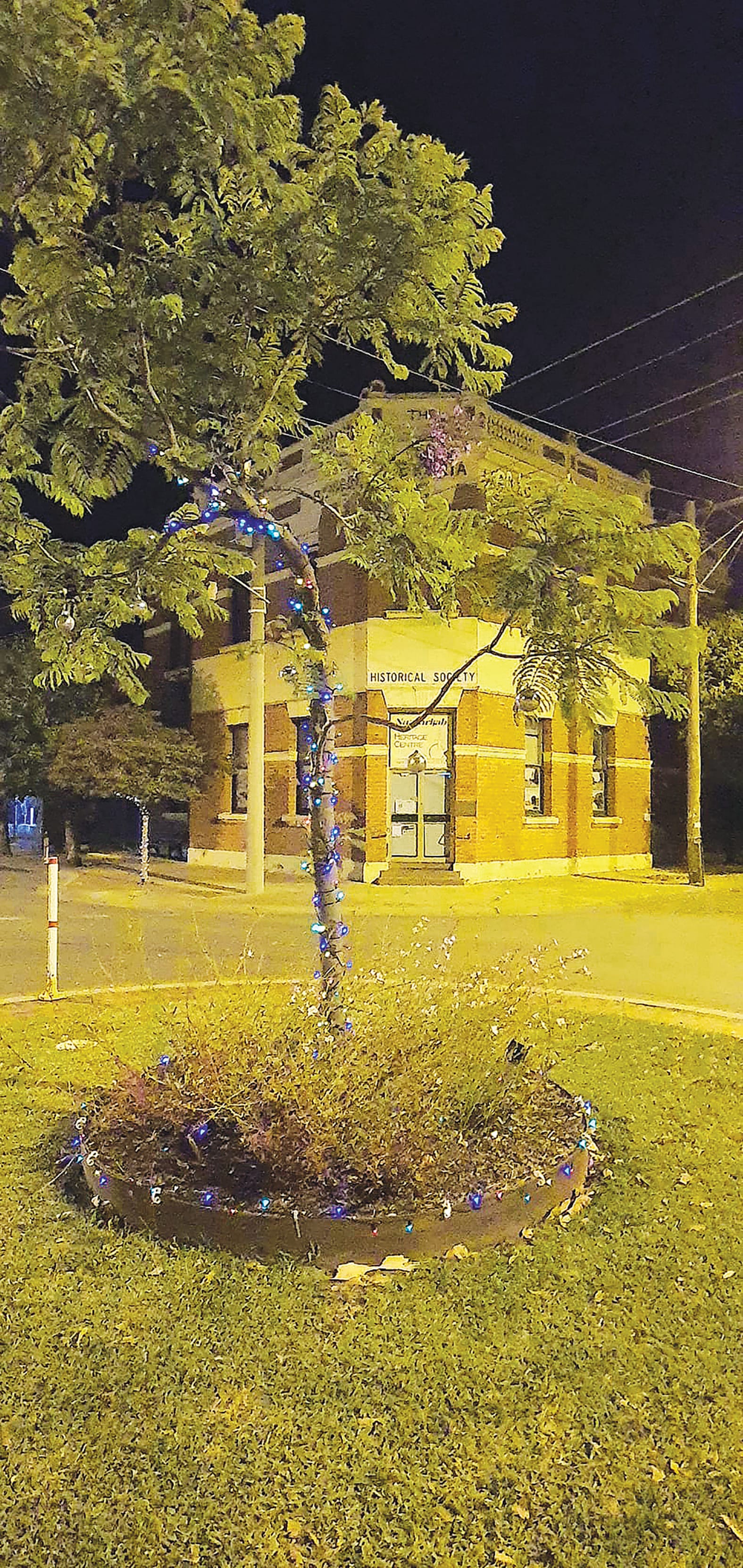 Pretty... A few lights have made a big difference on one of Numurkah’s many roundabouts.
