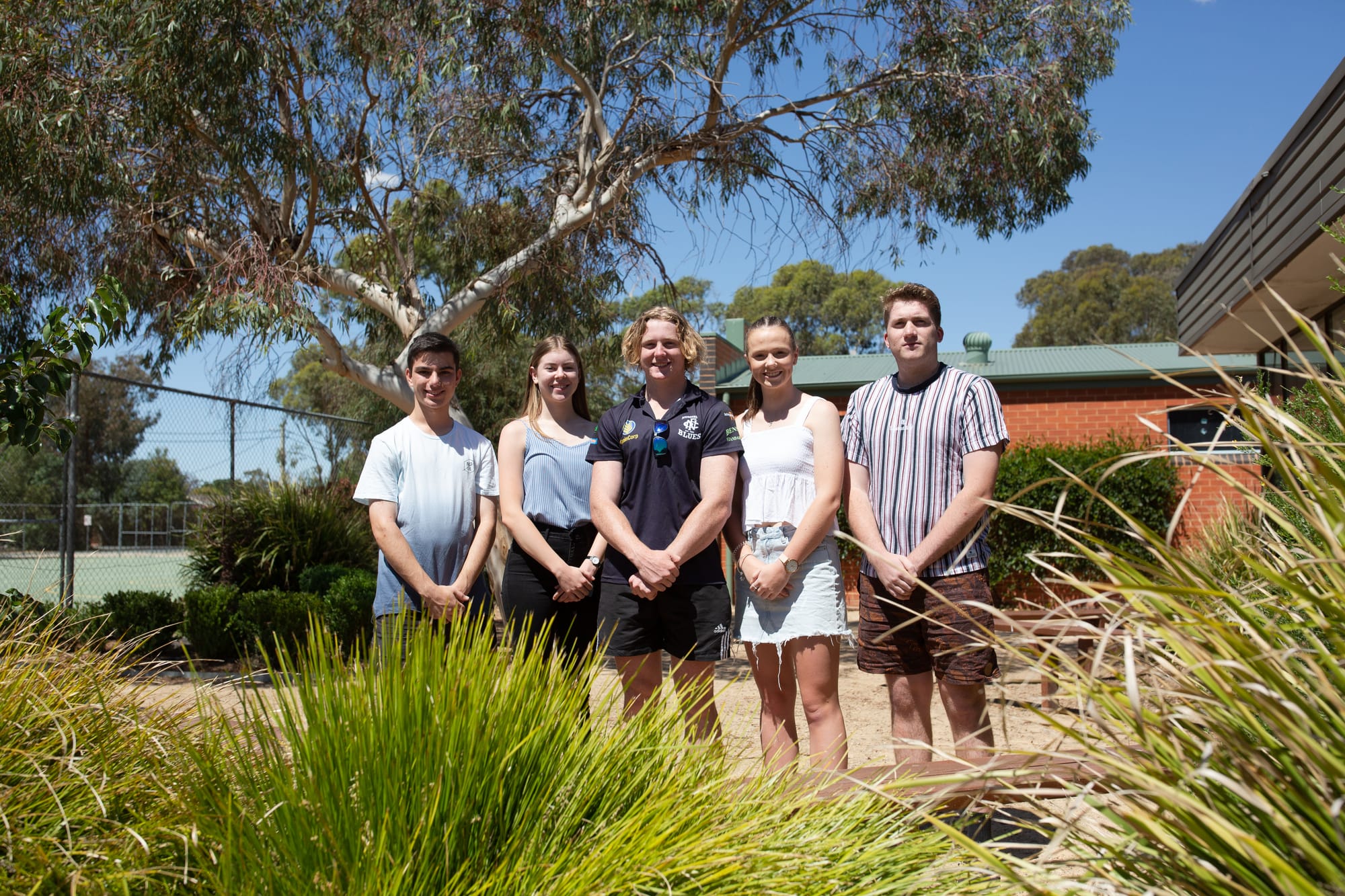 High five ... St Mary of the Angels top five high scorers (from left) Michael Kam from Numurkah, Chloe Armstrong from Nathalia, Clancy Lester from Numurkah, Sophie Morris from Numurkah and Michael Brooks from Kotupna.