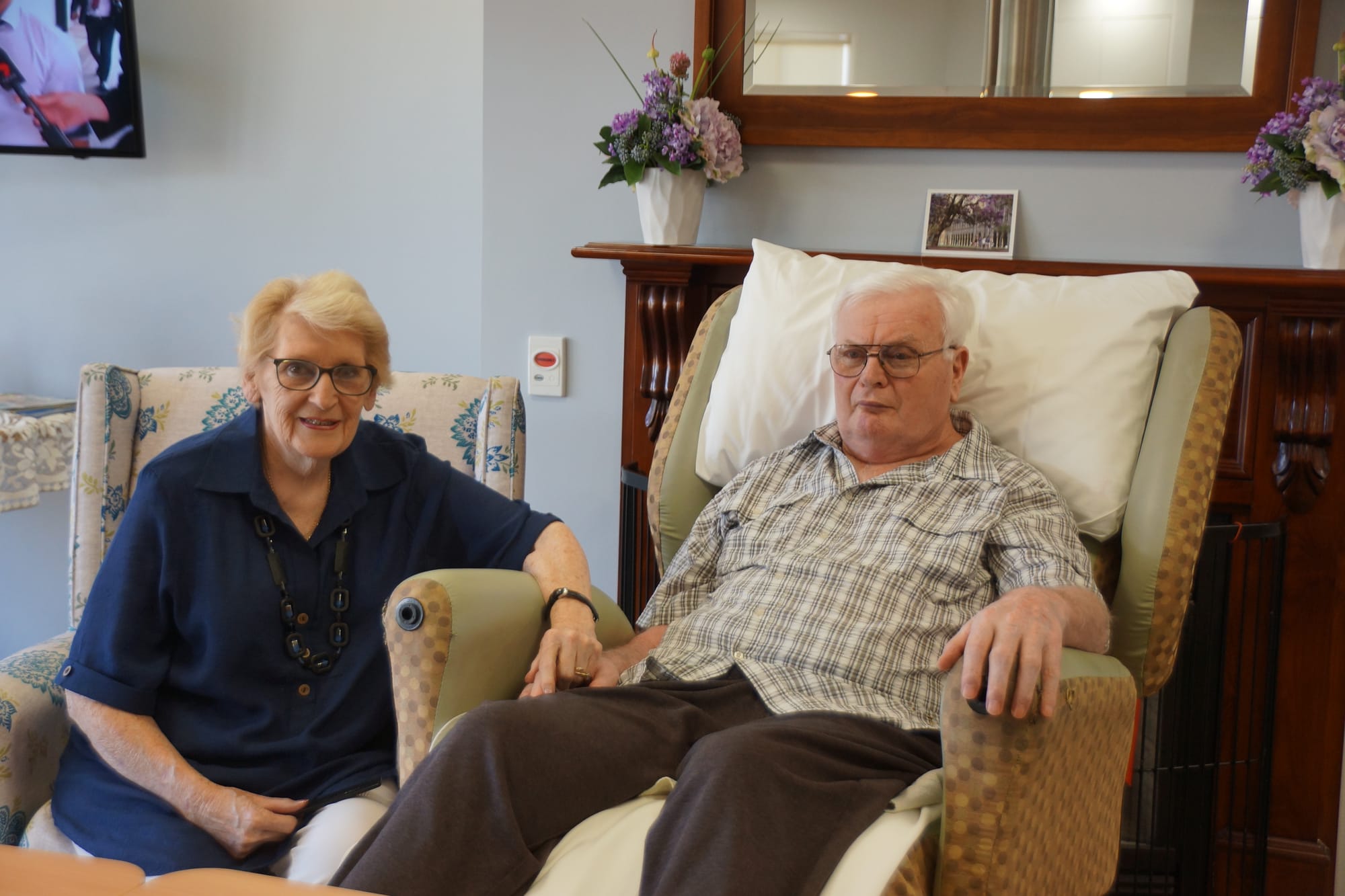 Caring ... Mary Rose Hookey still fills a caring role for husband Laurie, even though he now lives in Karinya. 