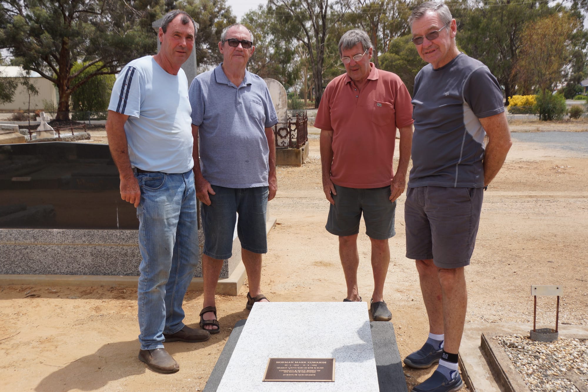 Brotherly love ... Clive, Leo, John and Paul Edwards are pleased to have finally honoured their much loved brother Norman. 
