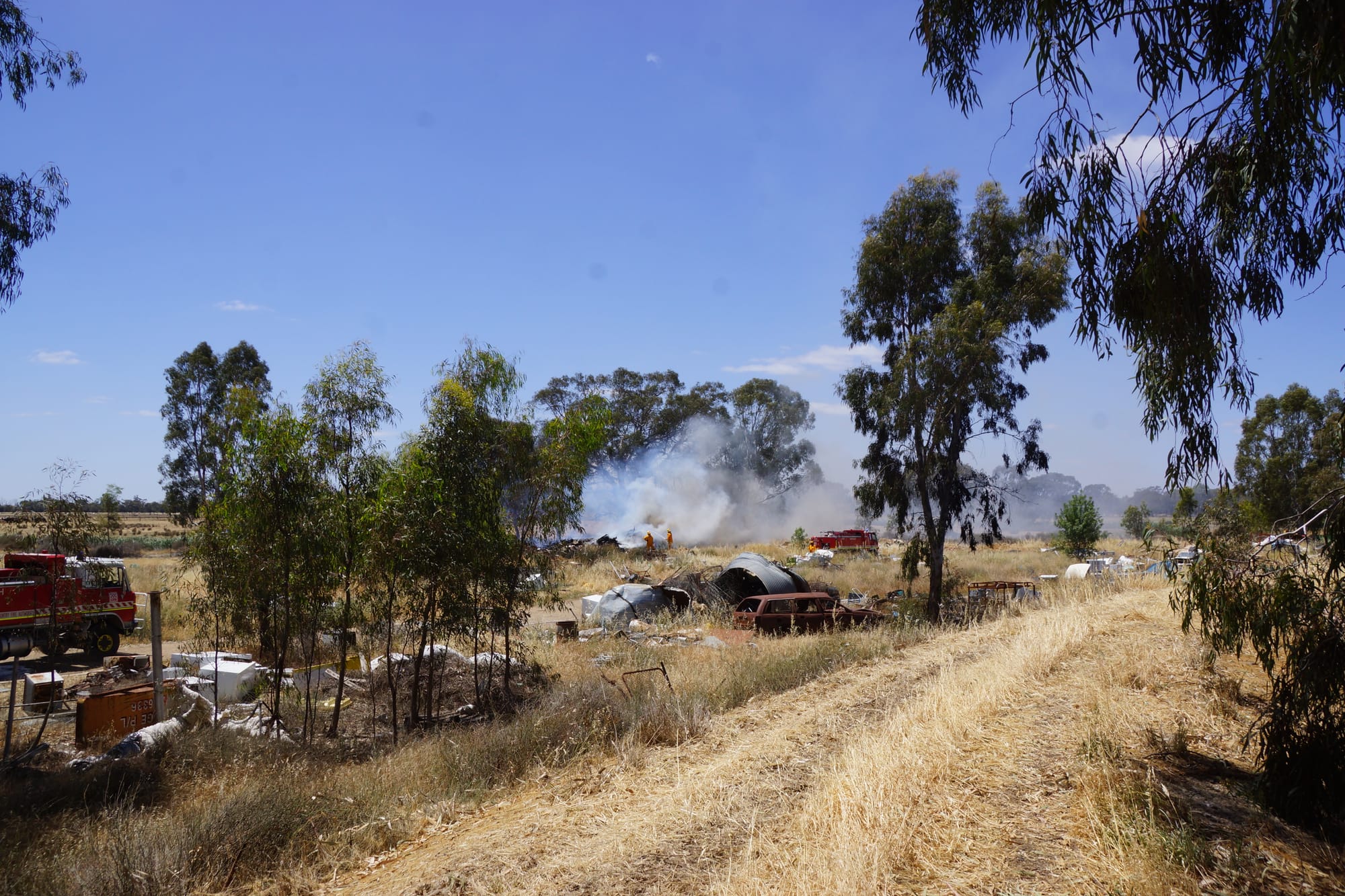 Lots of smoke and potential for tragedy ... It took firefighters several hours to extinguish this fire that spread to a large pile of scrap which included a quantity of tyres.  