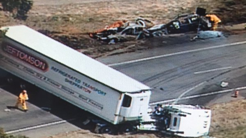 Fatal accident ... Andrew Black has been awarded for his bravery in helping the occupants of a car hit by a truck on Shepparton-Katamatite Road in 2015.