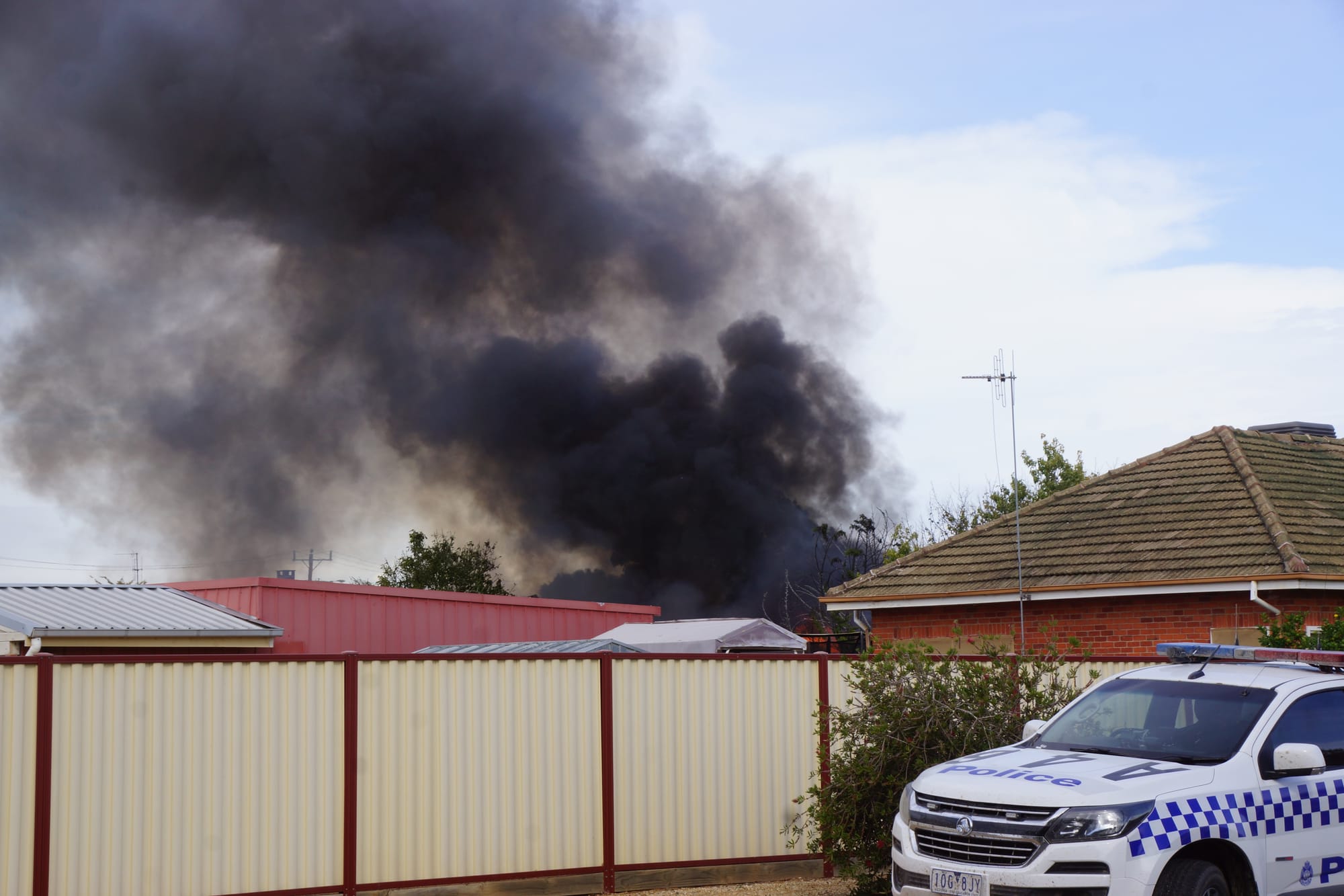 Backyard camping trip gone wrong ... Numerous explosions were heard after a camp-fire that wasn’t extinguished properly ignited a garden shed at a McCarthy Ave property. 