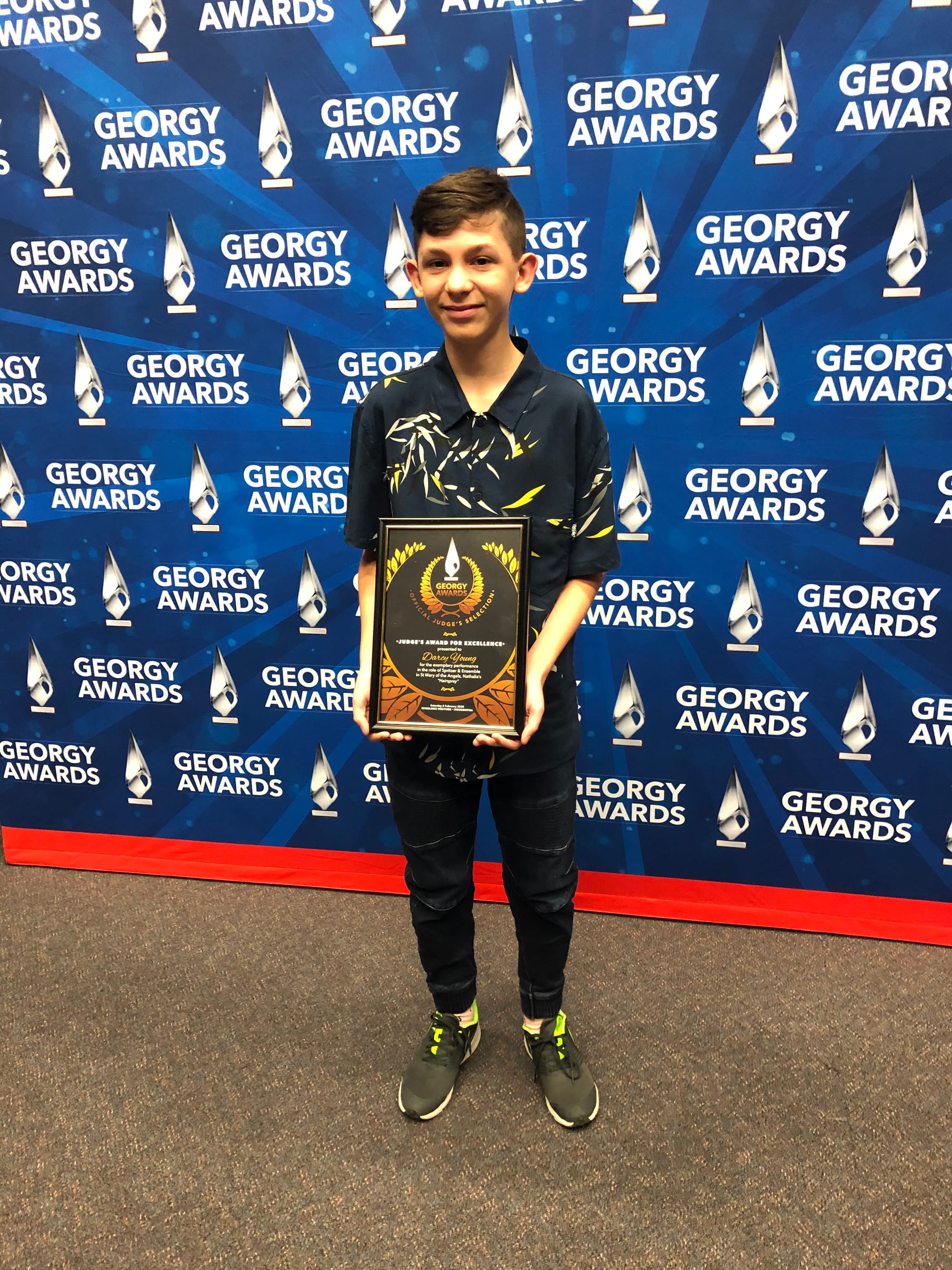 Big surprise ... Darcy had no idea he was in line for an award at last weekend’s Georgys. 