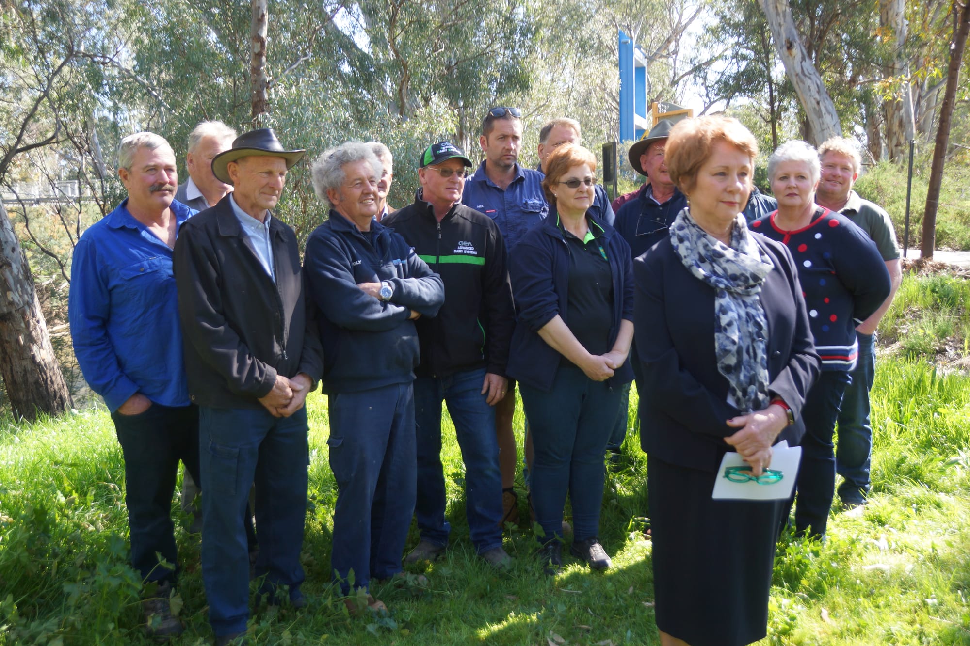Strong local support ... Suzanna Sheed was flanked by farmers and business owners from the Numurkah district as she made her announcement.