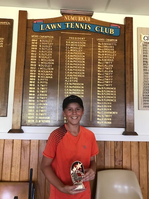 Up and comer ... Hudson ‘Mouse’ Storer won the boys’ final in a landslide, 6-1. 