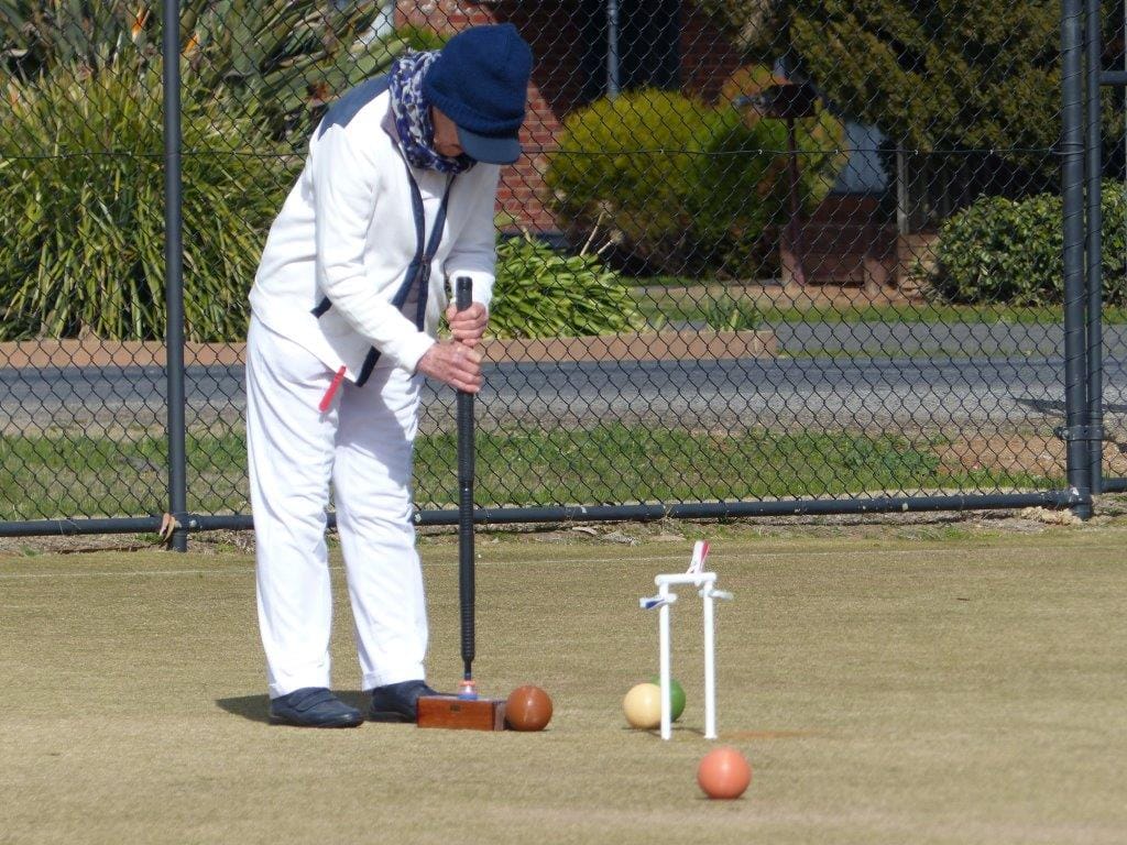 Blue day ... Joan T. Hansen was in great form for Numurkah Blue last Thursday.