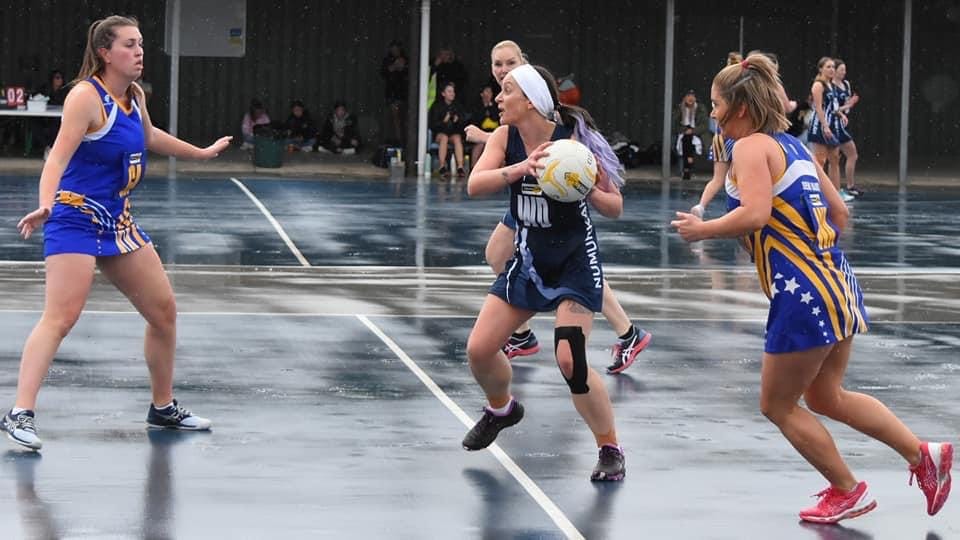 Mid court ... Tanya Harrison was one of Numurkah’s best players in C-grade at the weekend. 