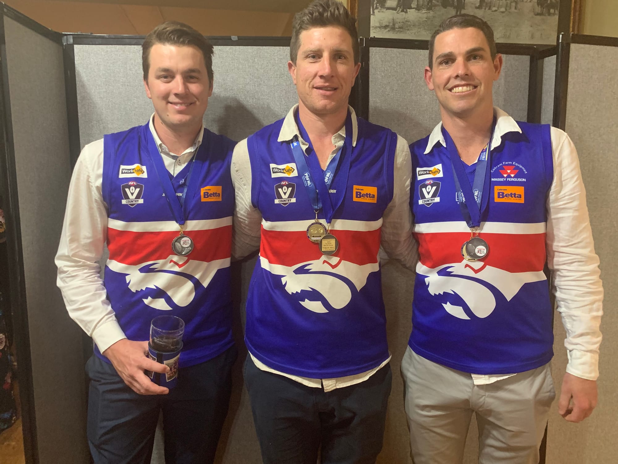 Strathmerton senior B & F ... Matt O’Kane, Tyron Hill and Lewis O’Sullivan.