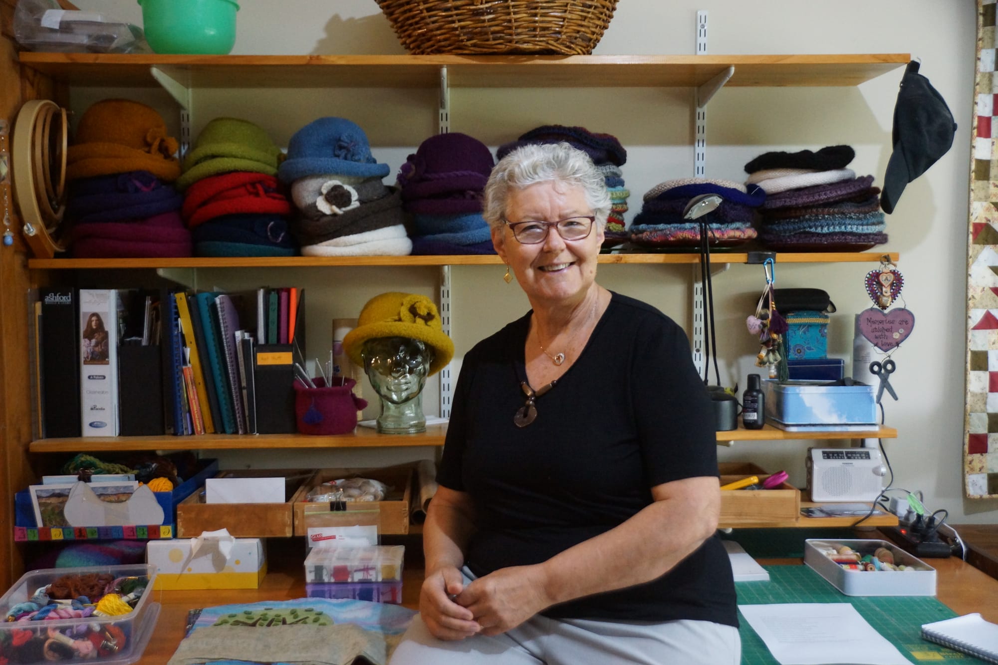 Hanging up the hats ... Anna Newham has enjoyed being a hat-maker, but is glad to move on.