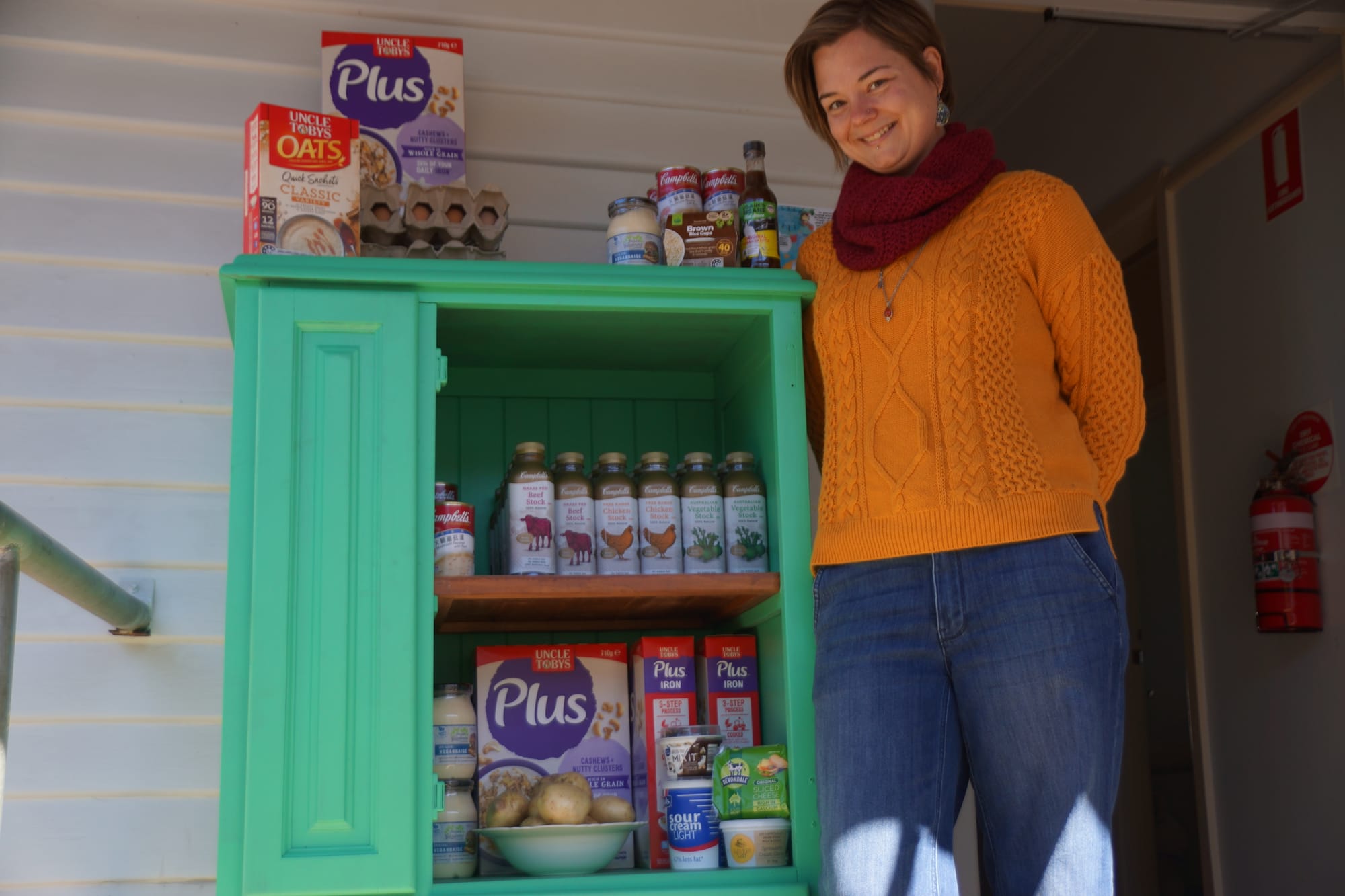 Please help yourself ... The Numurkah free pantry has grown and Nicole Wells encourages everybody to access its goodies to help prevent food waste.