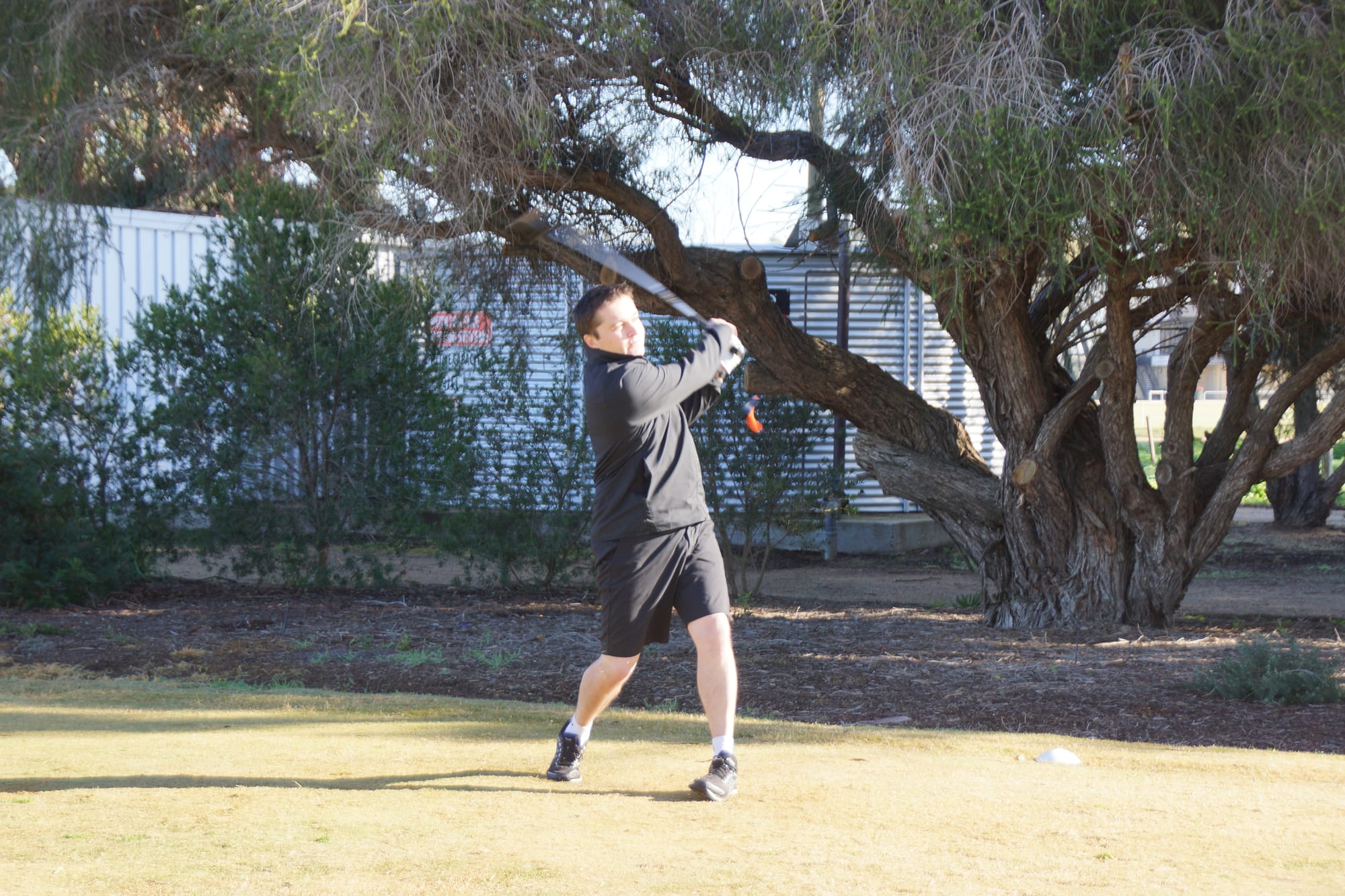 Great weekend ... David Hanvey tees off on Saturday for a very successful two days of golf.