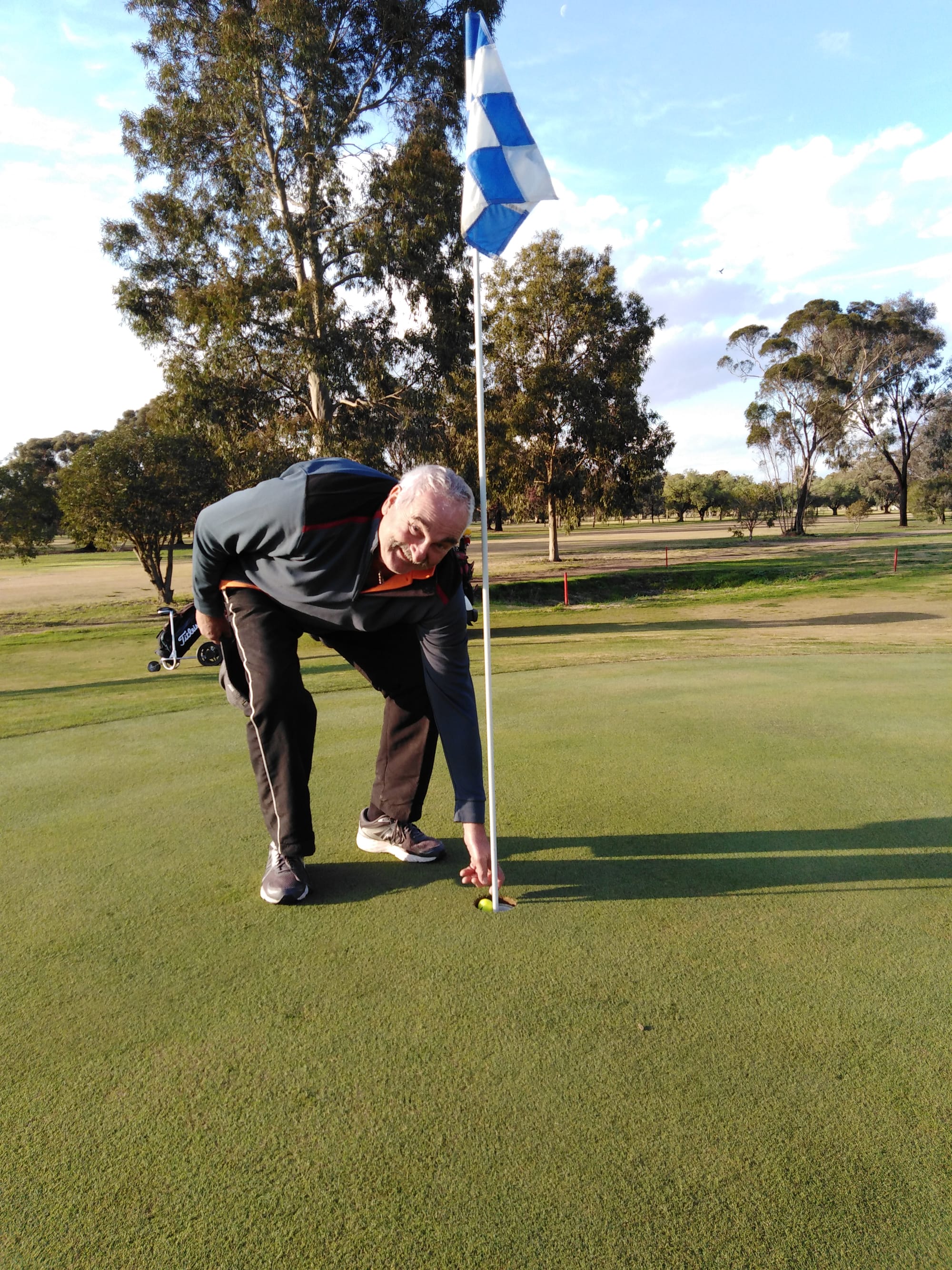 Yuk, yuk, yuk ... Peter Cowan joined the coveted hole-in-one club on Saturday.