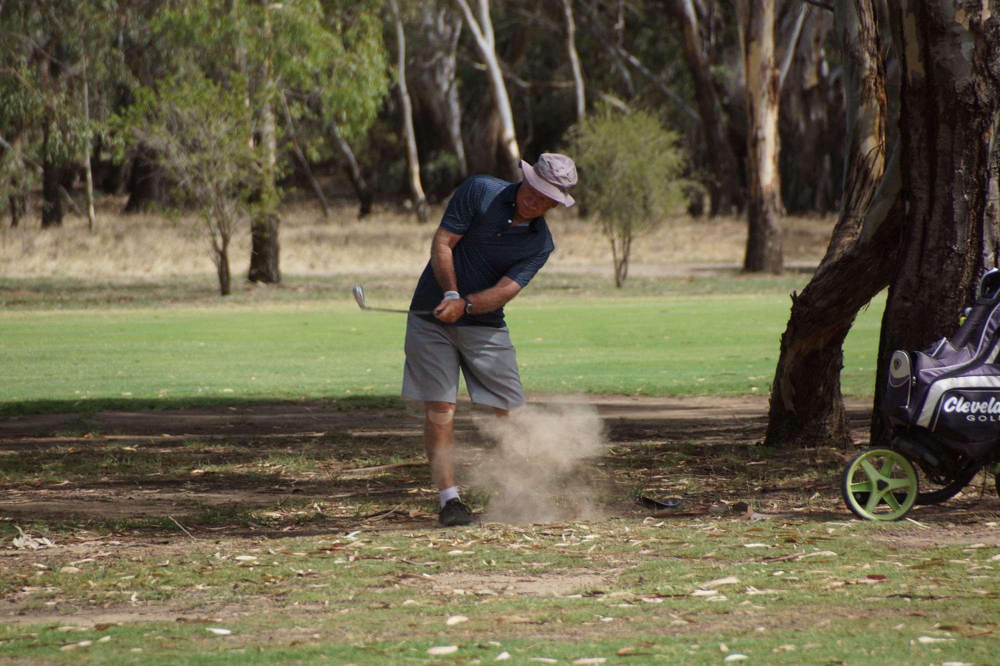 Gone in a puff of dust ... Alan Dalton played a great game of golf to win last Thursday’s Numurkah event.