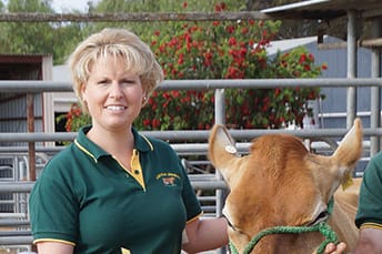 Asking the hard questions ... Tallygaroopna dairy farmer Natalia Akers took the opportunity to ask the Q&A panellists a question. 