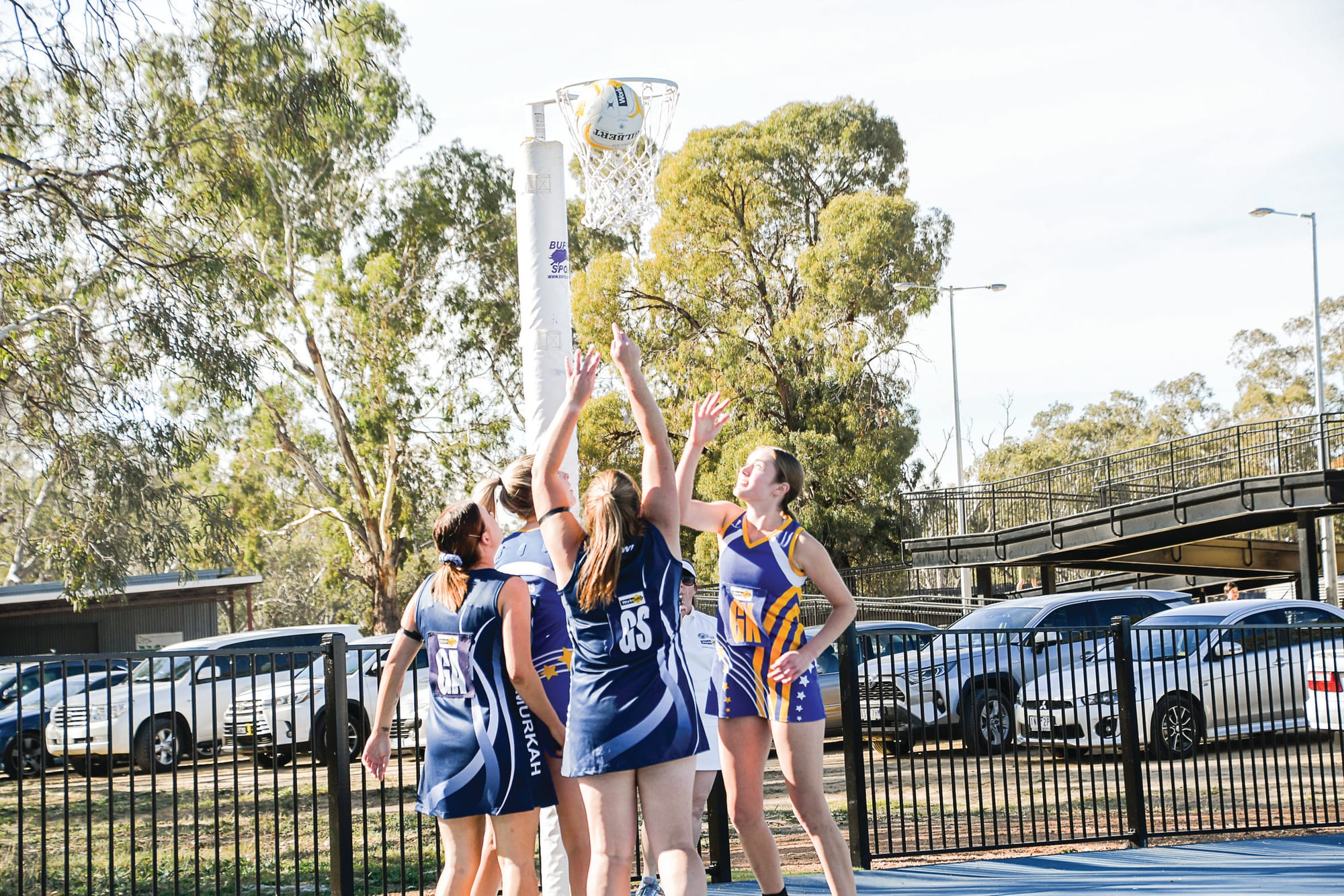 On target ... Rachel Robertson shoots for goal in C-grade. 
