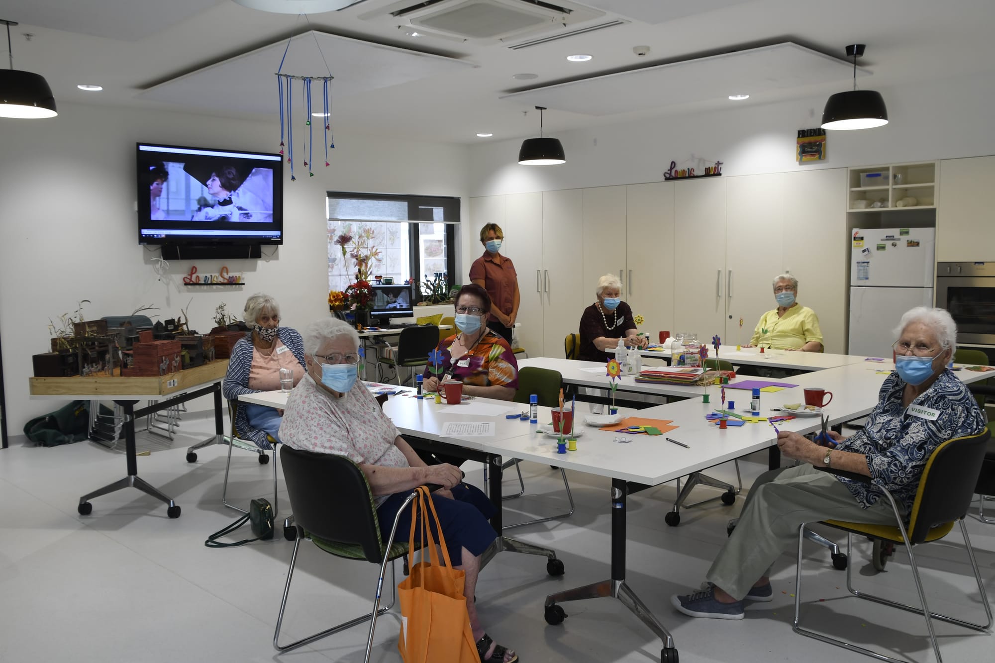 Happy together ... Members of the Numurkah Network social program are thrilled to finally be able to meet in the same room again.
