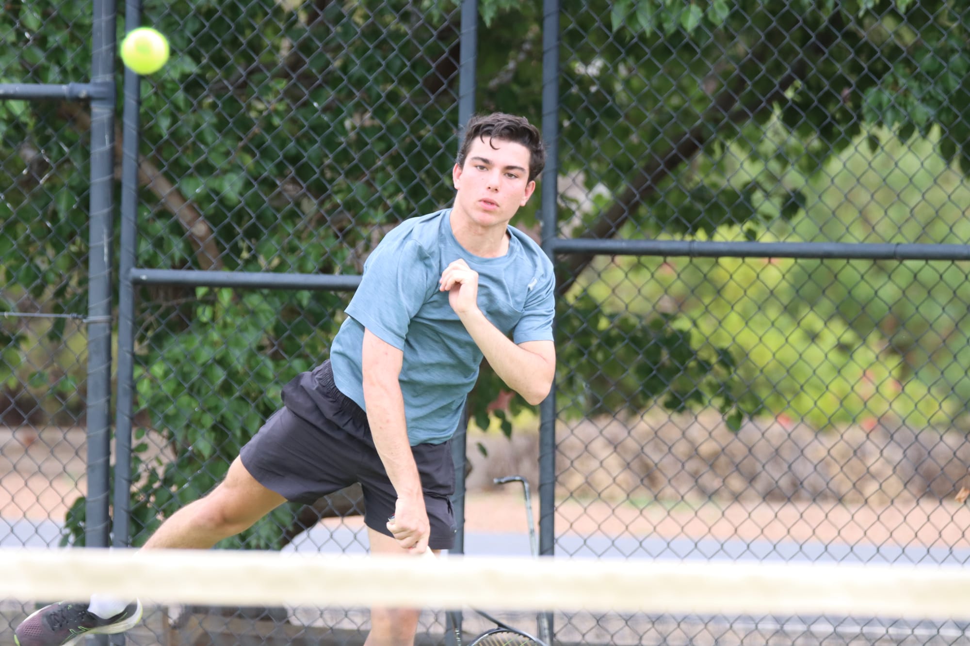 Penguin waddle ... Michael Kam on the court for the Penguins on Saturday.