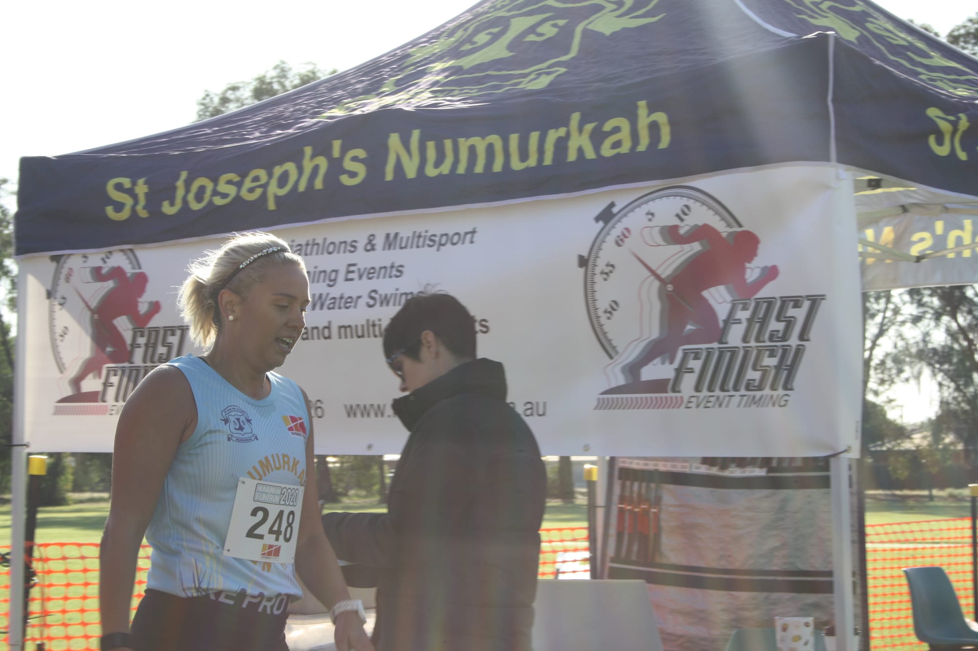  Smashing it ... Brooke Williams comes over the line to create a new 5km course record to add to her 10km record.