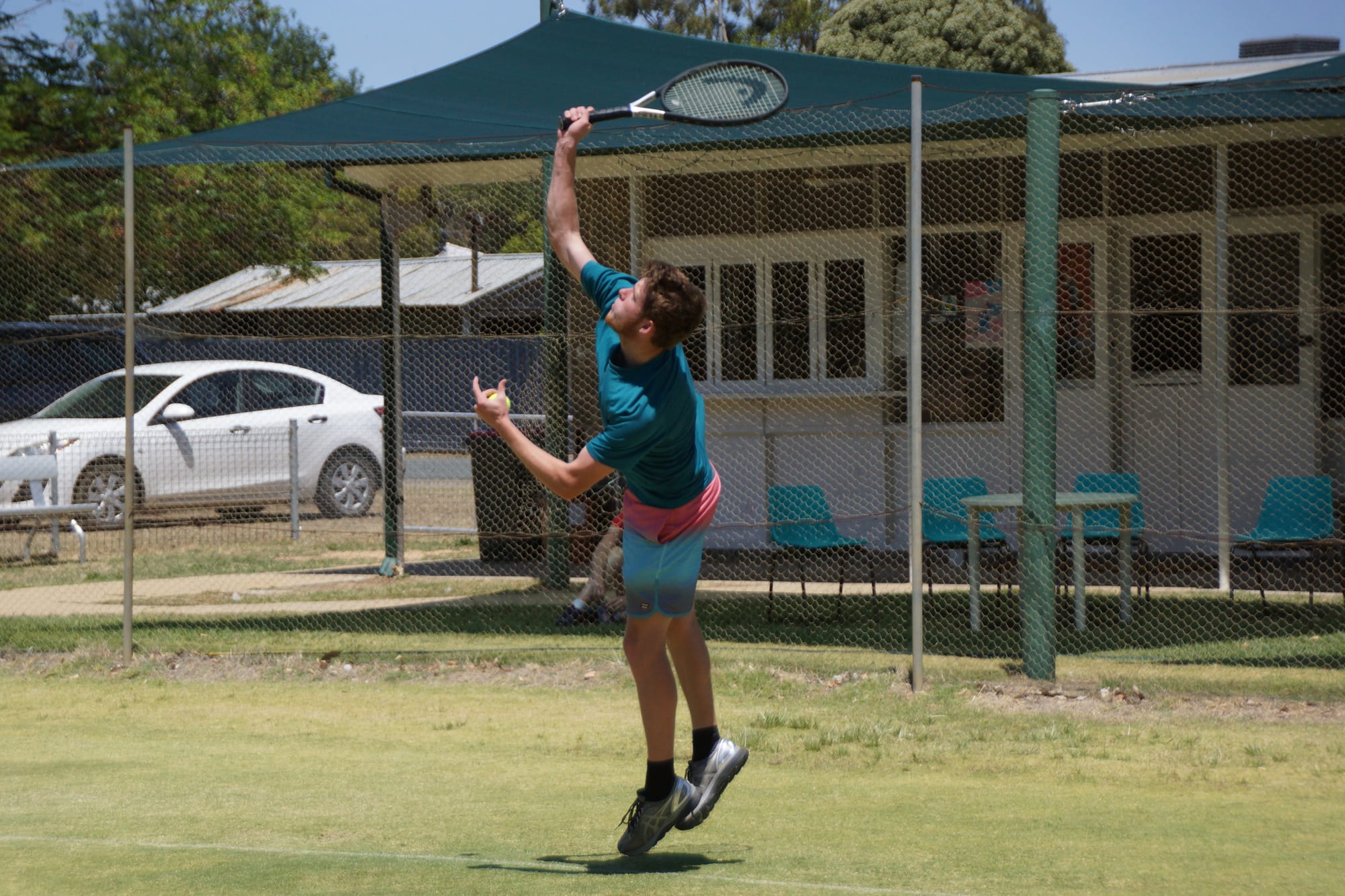 Toby Hansford on the Nathalia tennis court on Saturday.