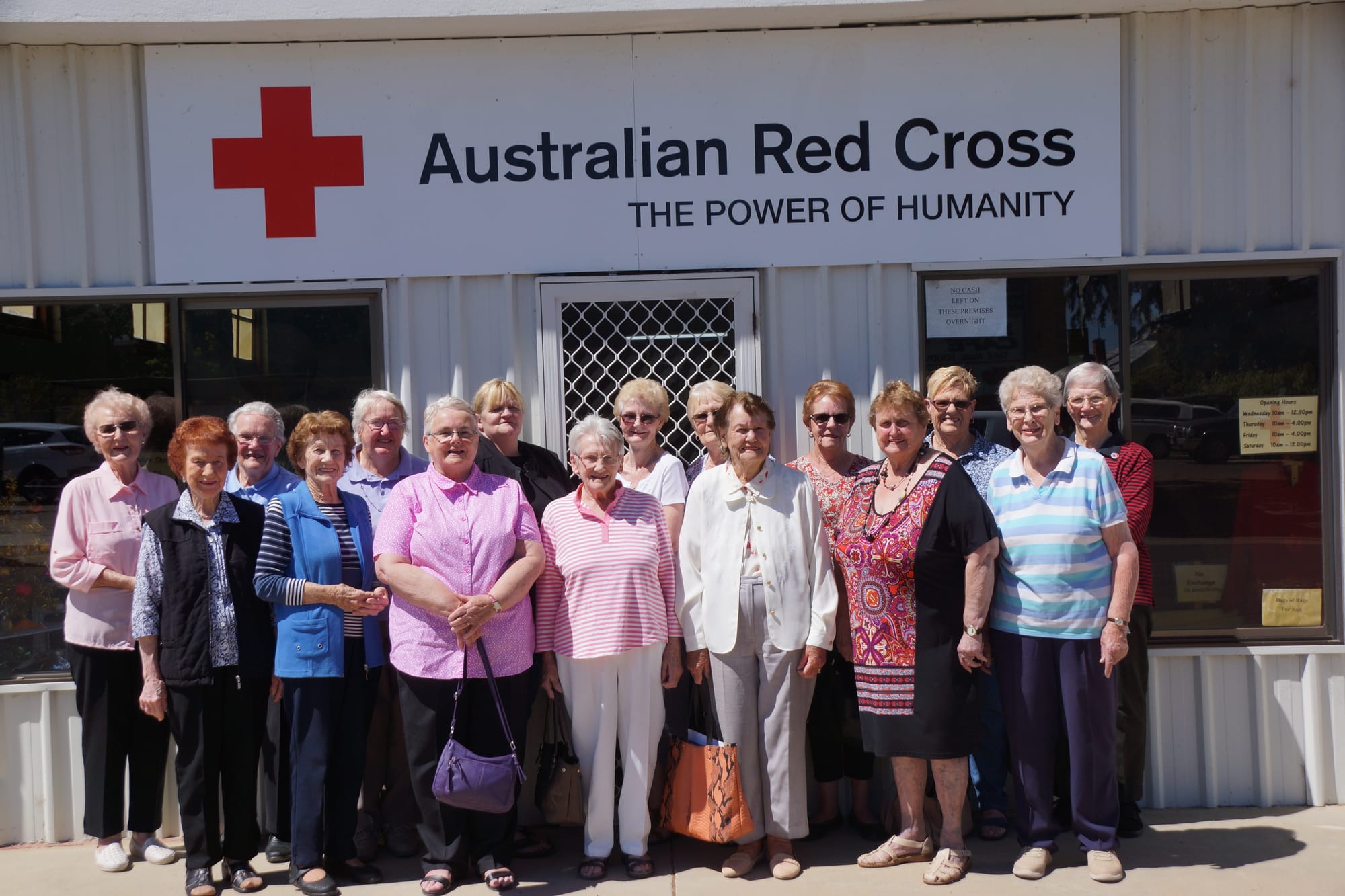 Dedicated volunteers ... Back (from left): Thelma Gread, Margaret Caccianiga, Alison Cook, Gemma Pugh, Win Knight, Leonie Decker, Dionne Eddy, Val Dickinson and Kath Retallick. Front: Pat Petzke, Marj Gundrill, Sandra Beer, Jean Matthies, Elaine Lakin, Chris Baker, Val Bunny. 
